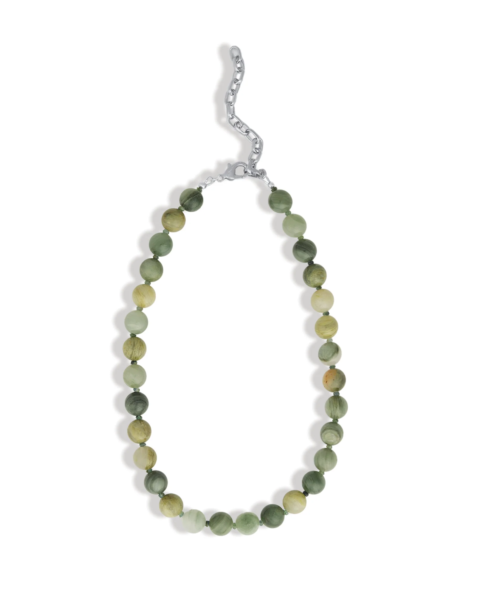 Light Moss Agate Beaded Necklace | 10mm - Image 3