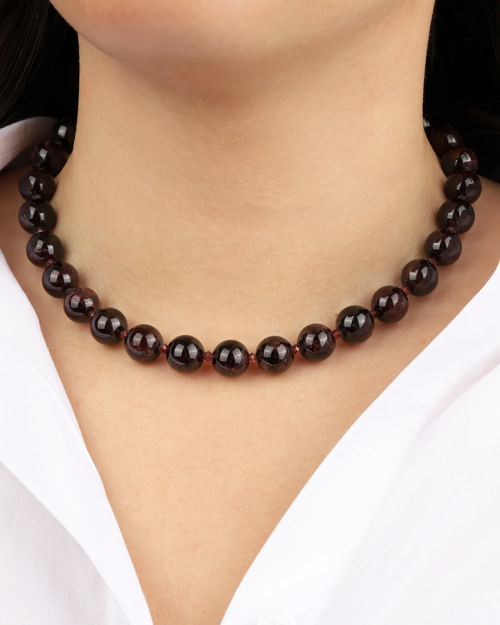 Red Garnet Chunky Beaded Necklace | 12mm - Image 2