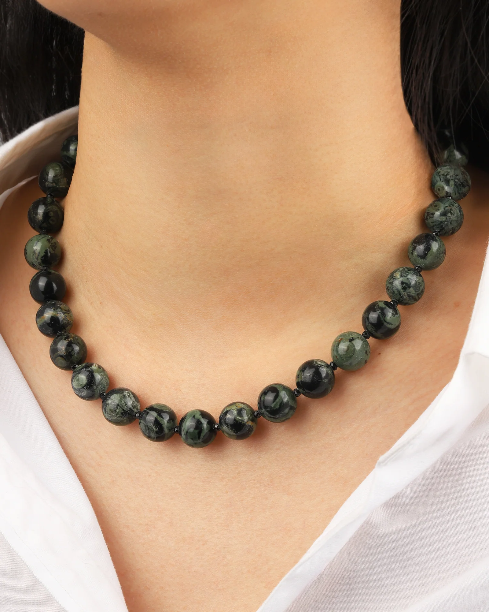 Kambaba Jasper Chunky Beaded Necklace | 12mm - Image 2