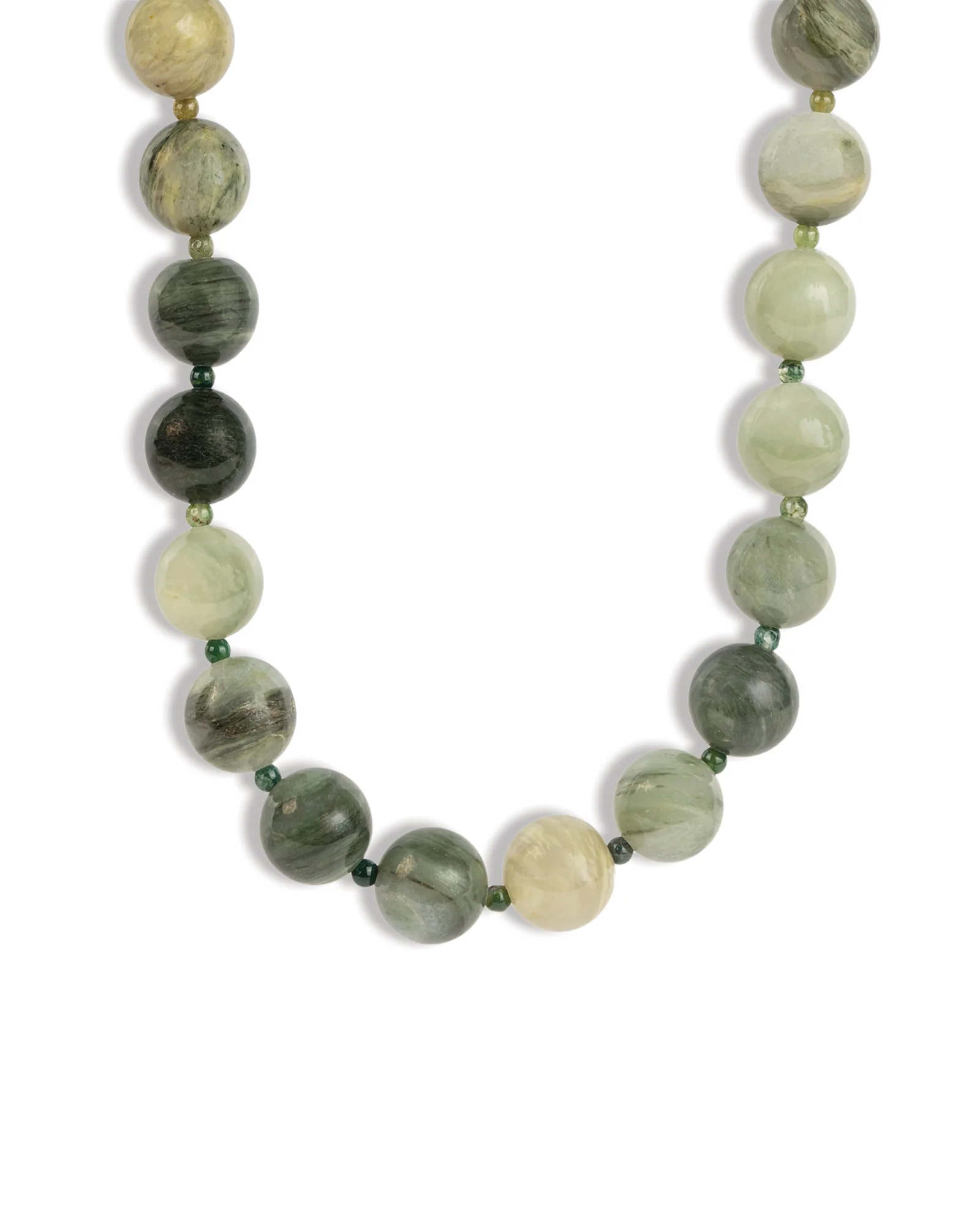 Light Moss Agate Chunky Beaded Necklace | 12mm