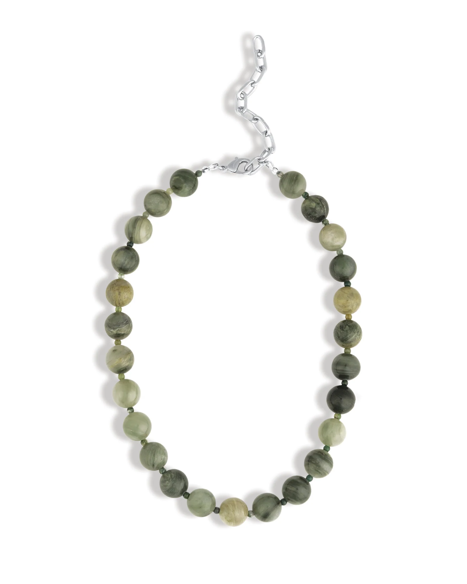 Light Moss Agate Chunky Beaded Necklace | 12mm - Image 3
