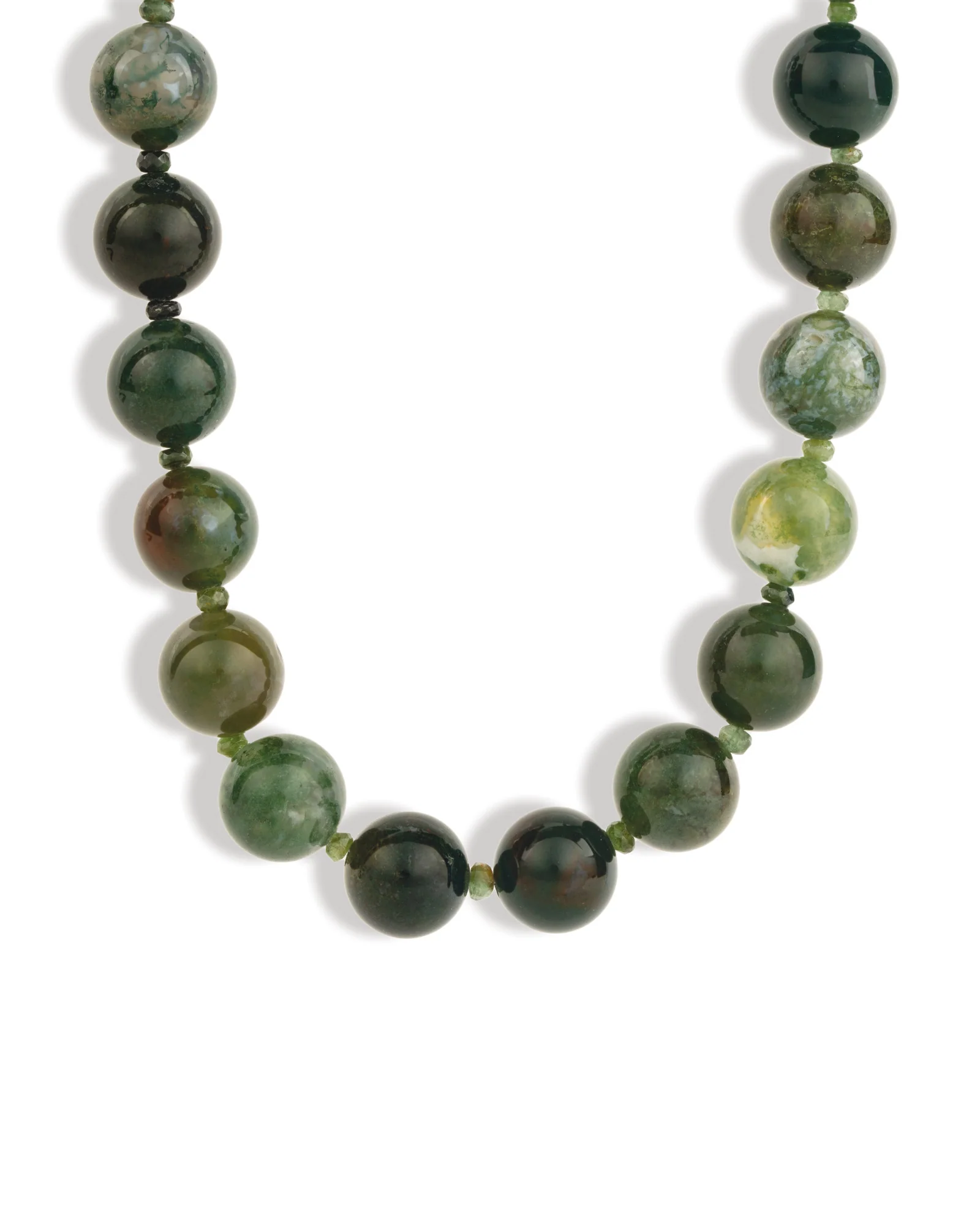 Moss Agate Chunky Beaded Necklace | 14mm