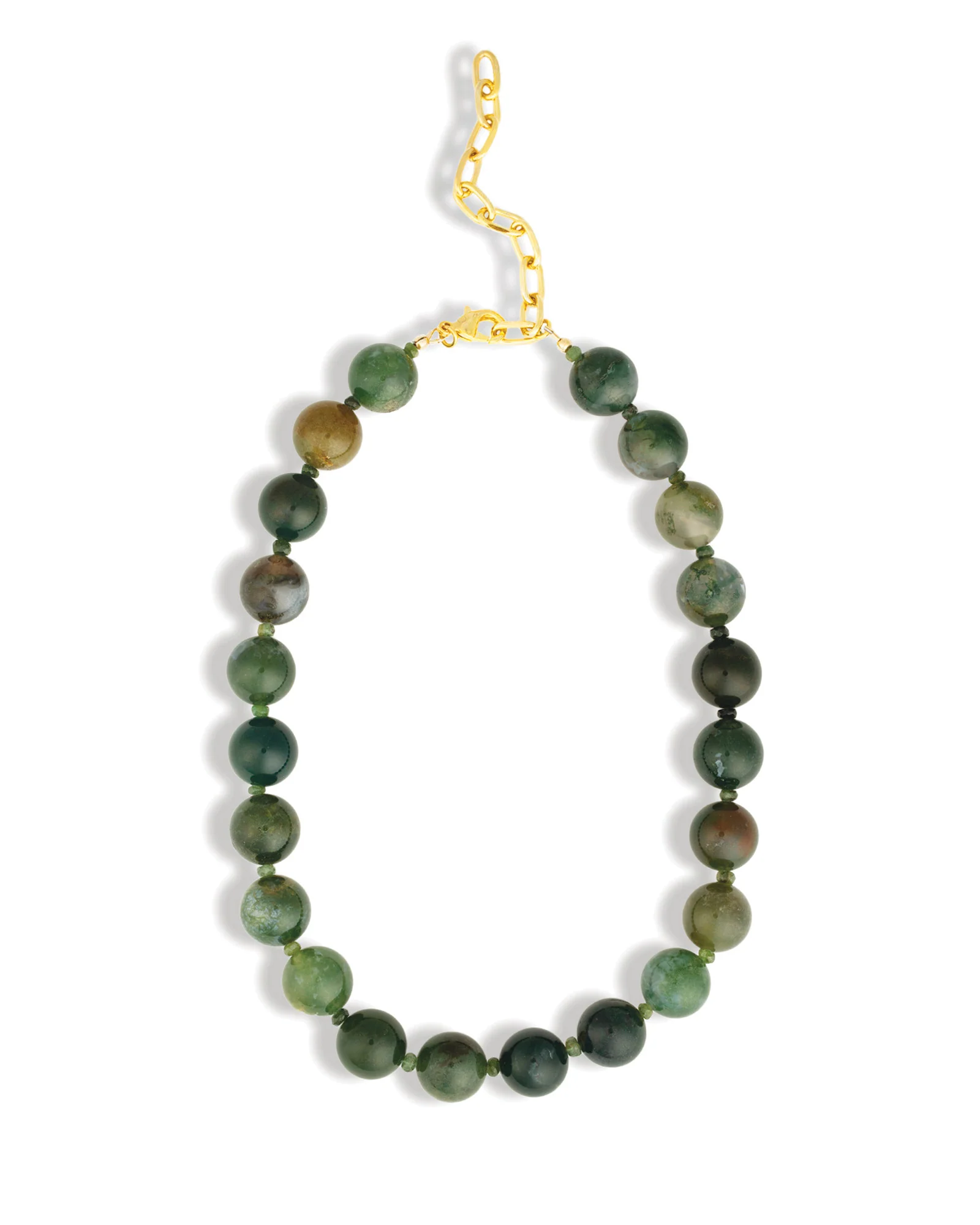 Moss Agate Chunky Beaded Necklace | 14mm - Image 3