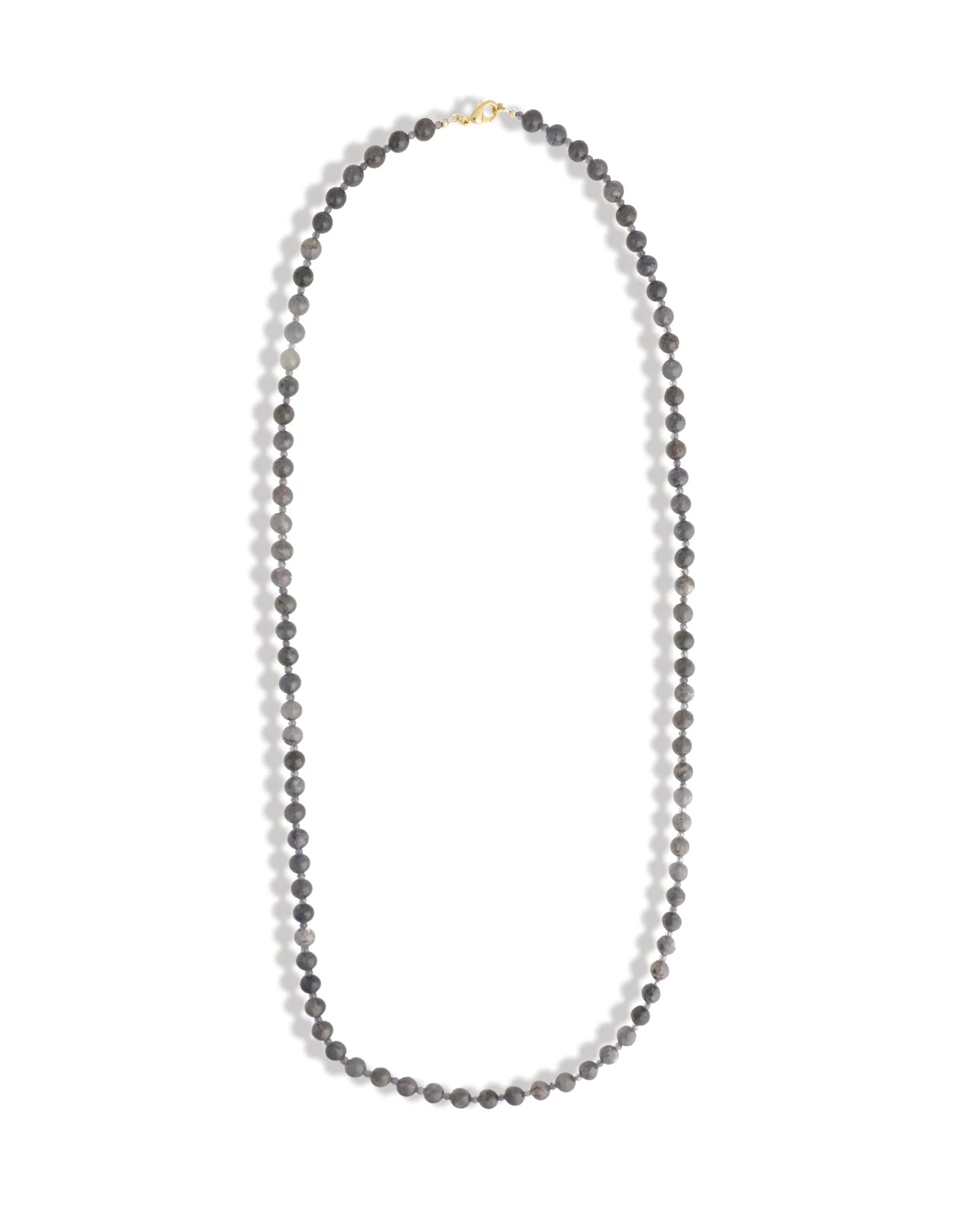 Grey Blue Iolite Extra Long Beaded Necklace | 8mm - Image 3