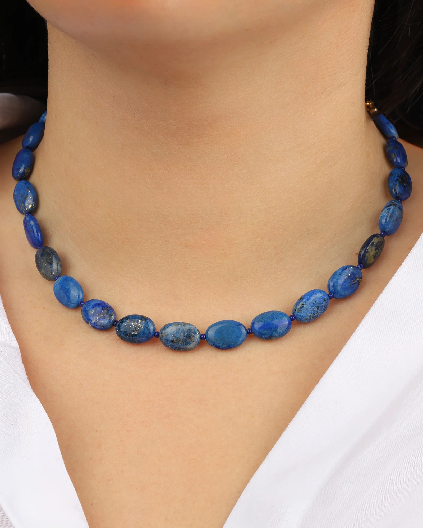 Lapis Oval Beaded Necklace - Image 2