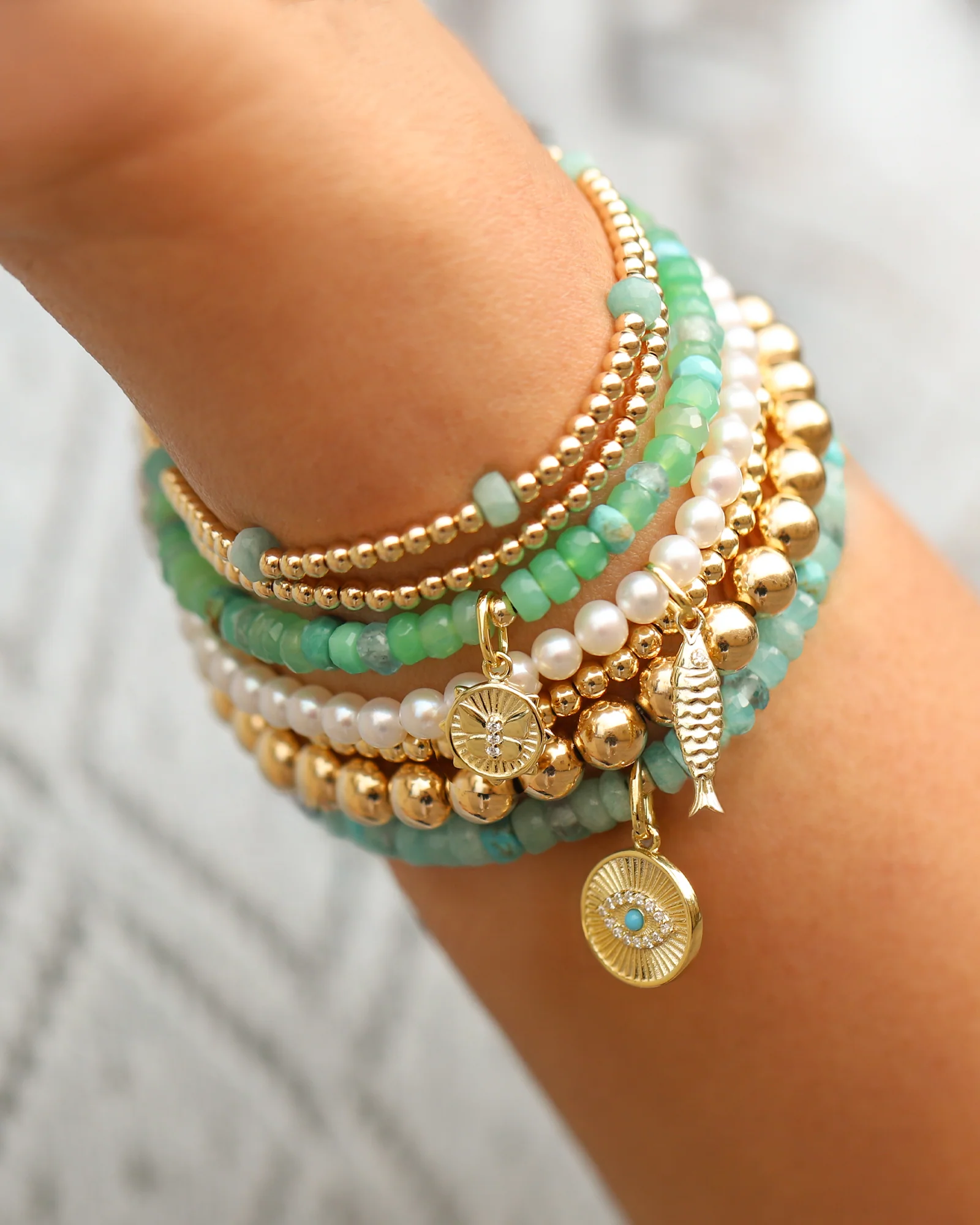 Butterfly Disc Charm Beaded Bracelet - Image 2