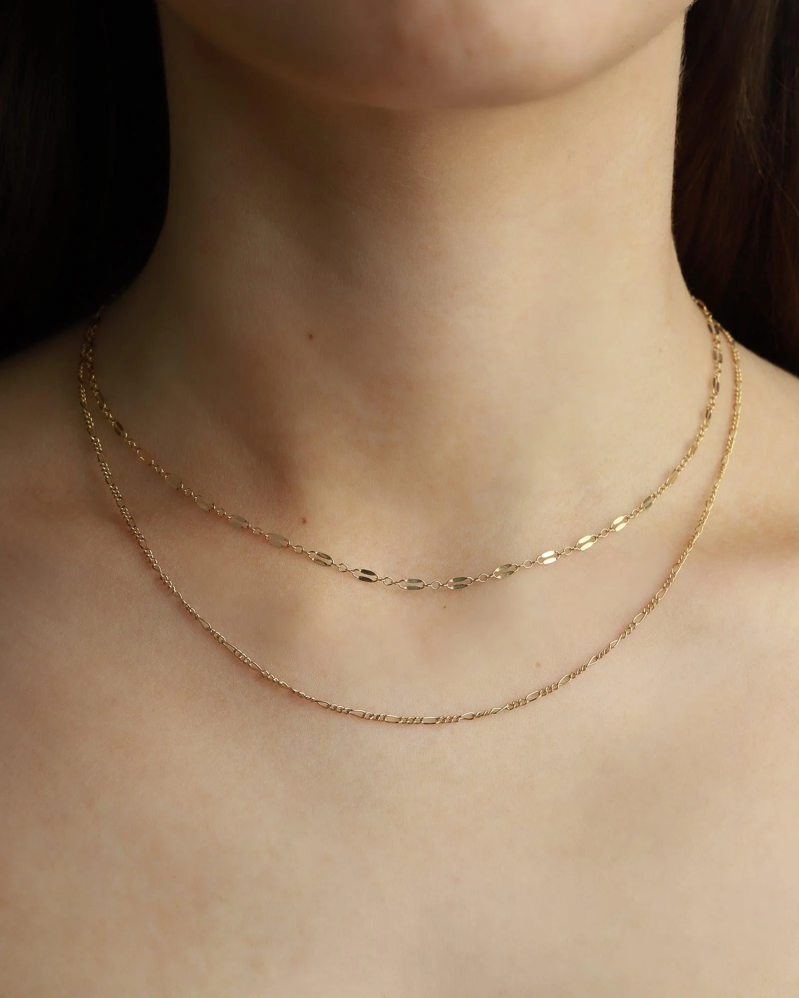 Two Row Small Figaro + Dap Chain Necklace - Image 2