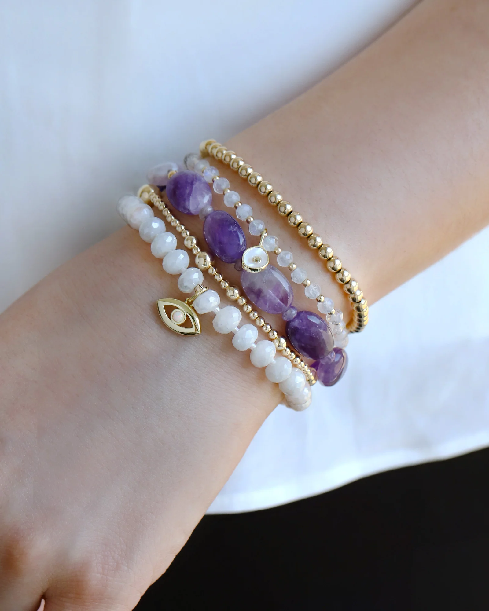 Oval Amethyst Beaded Bracelet - Image 2