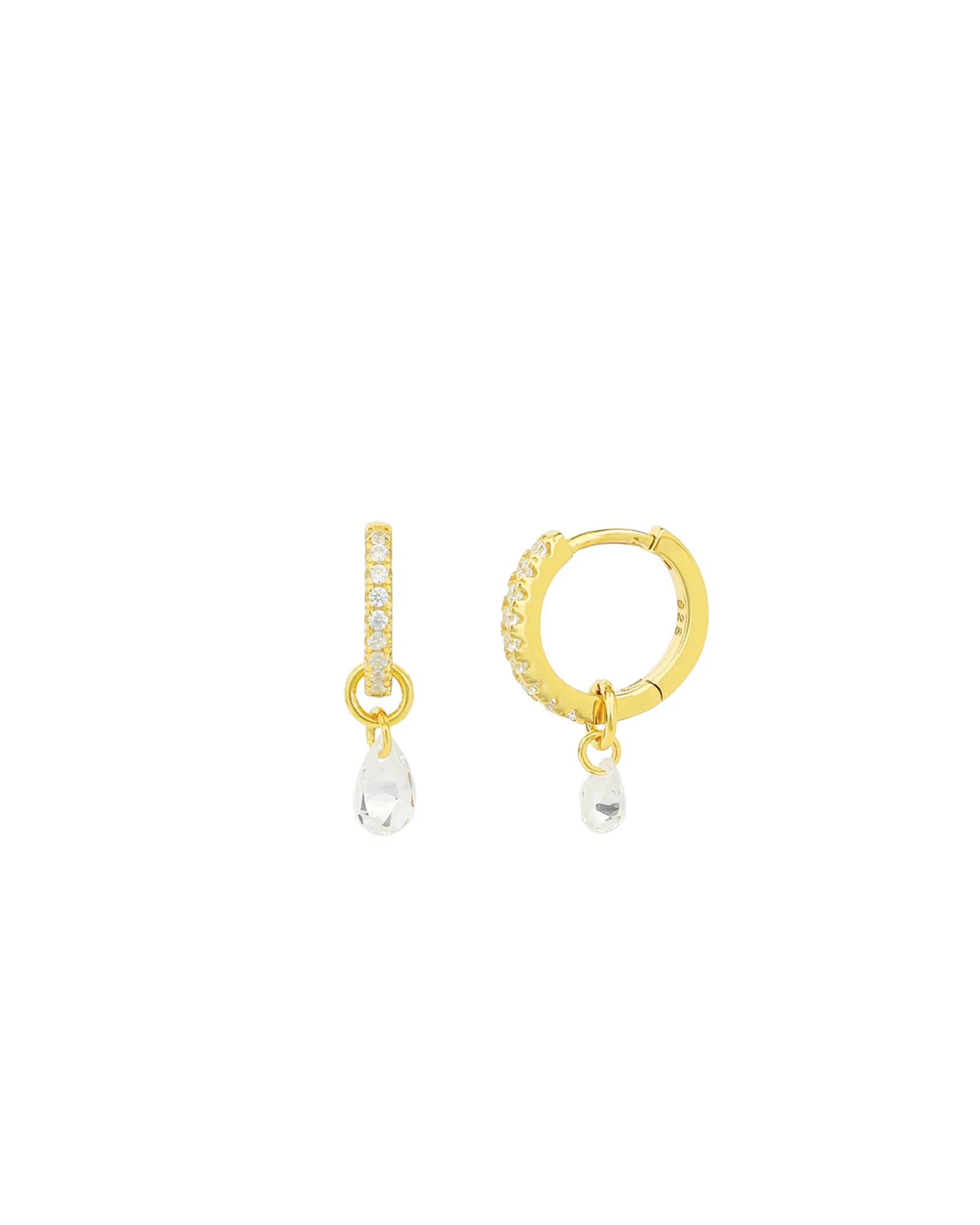 Pavé Float Teardrop CZ Drop Huggies