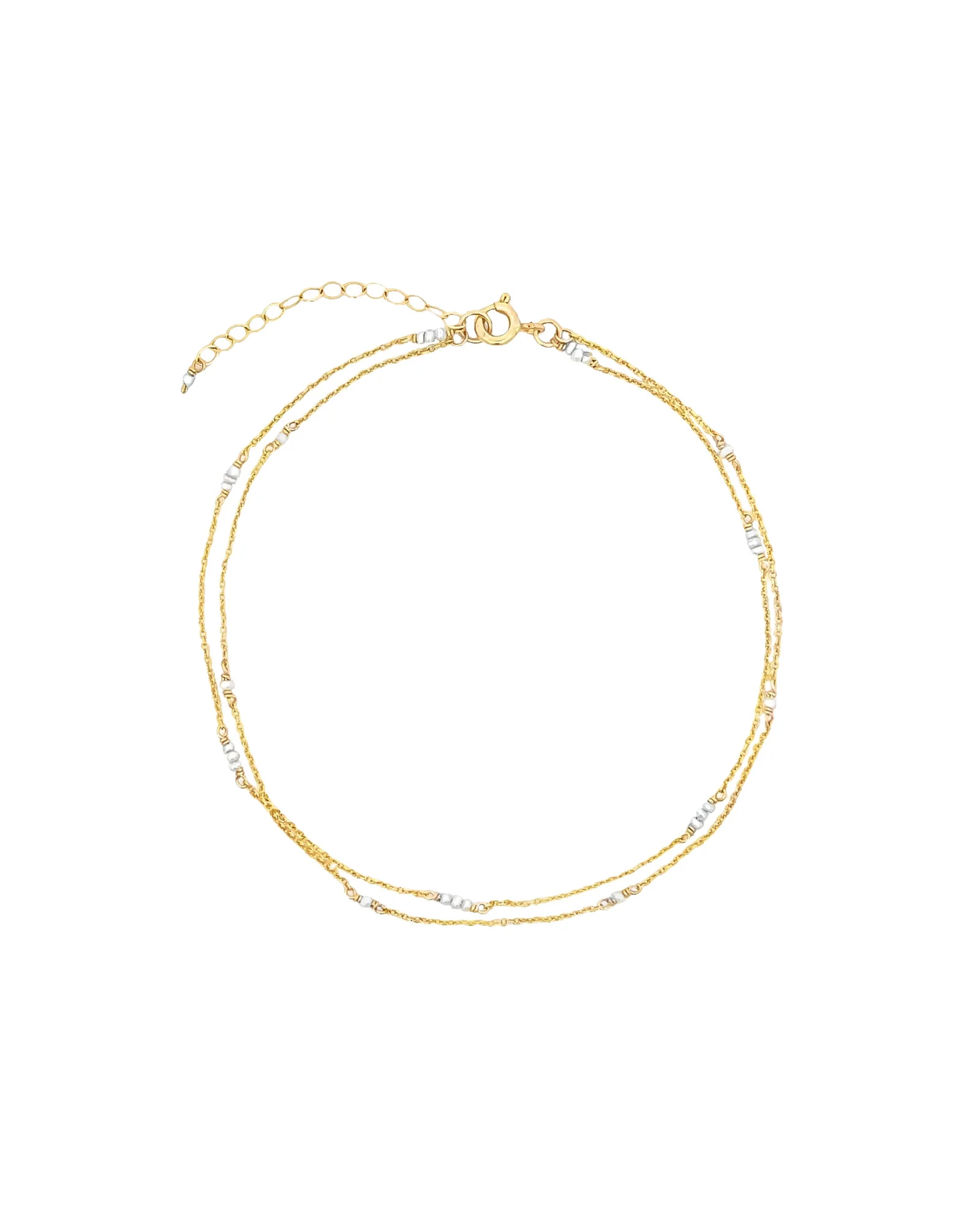 Two Row Pearl Station Anklet