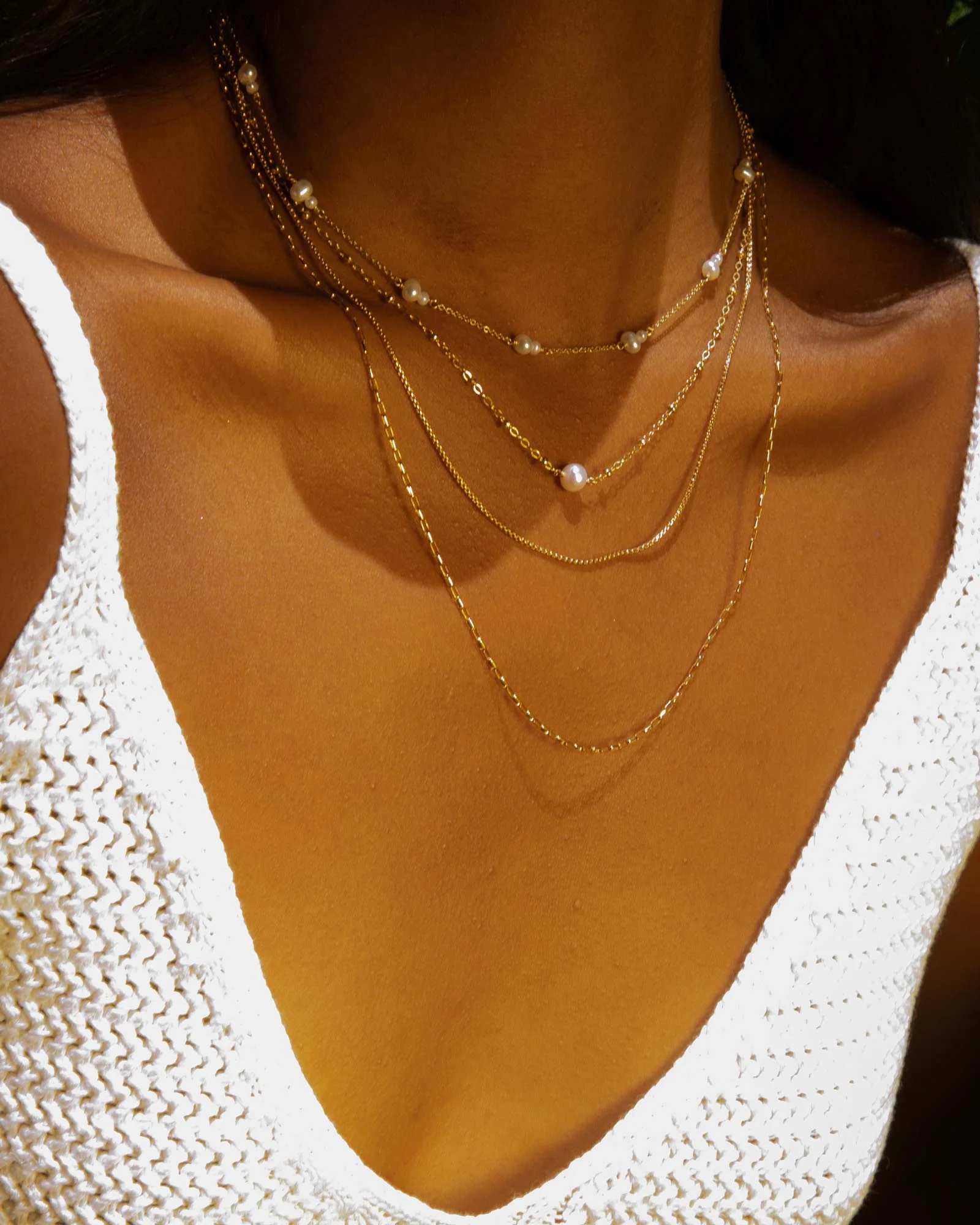 Double Pearl Station Necklace - Image 2