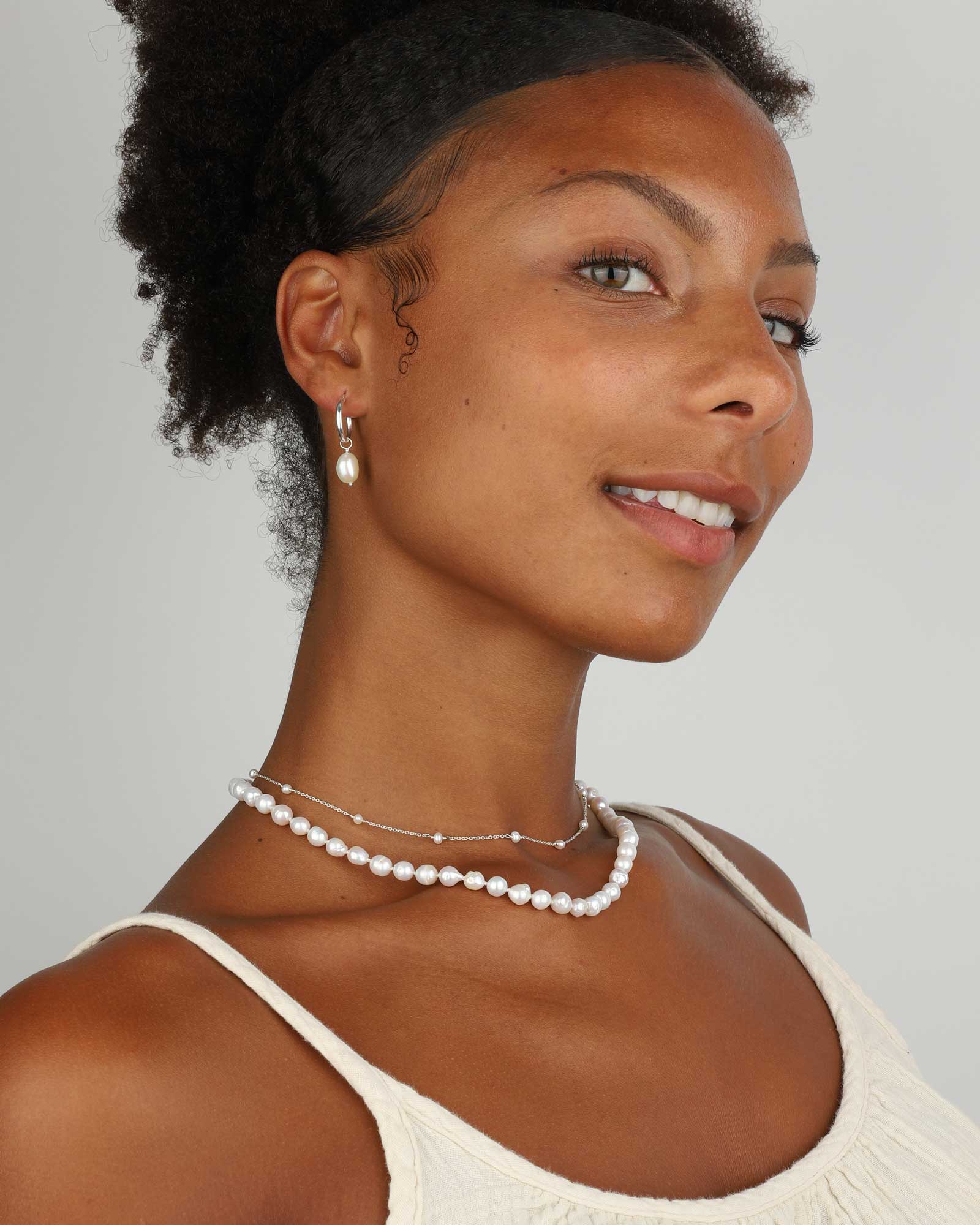 Pearl Drop Hoops - Image 2