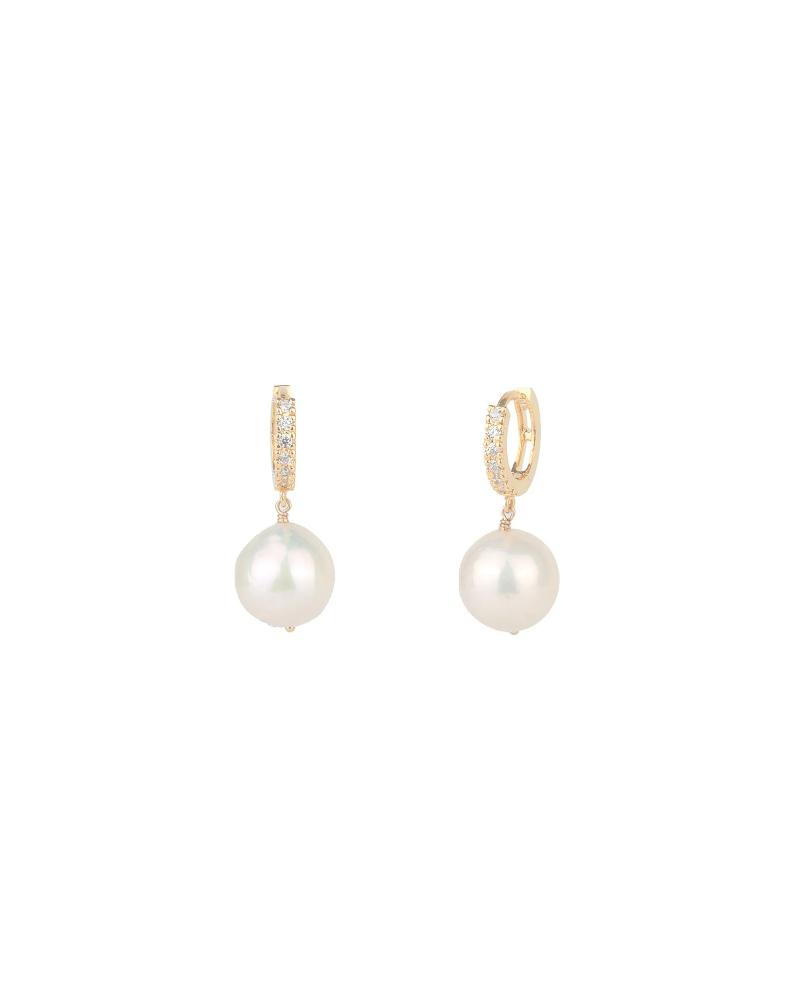 Pearl Drop Pavé Huggie | 12mm