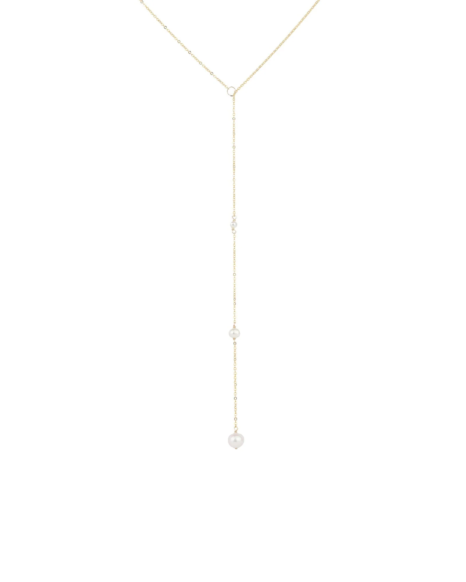 Three Graduated Pearl Drop Back Lariat
