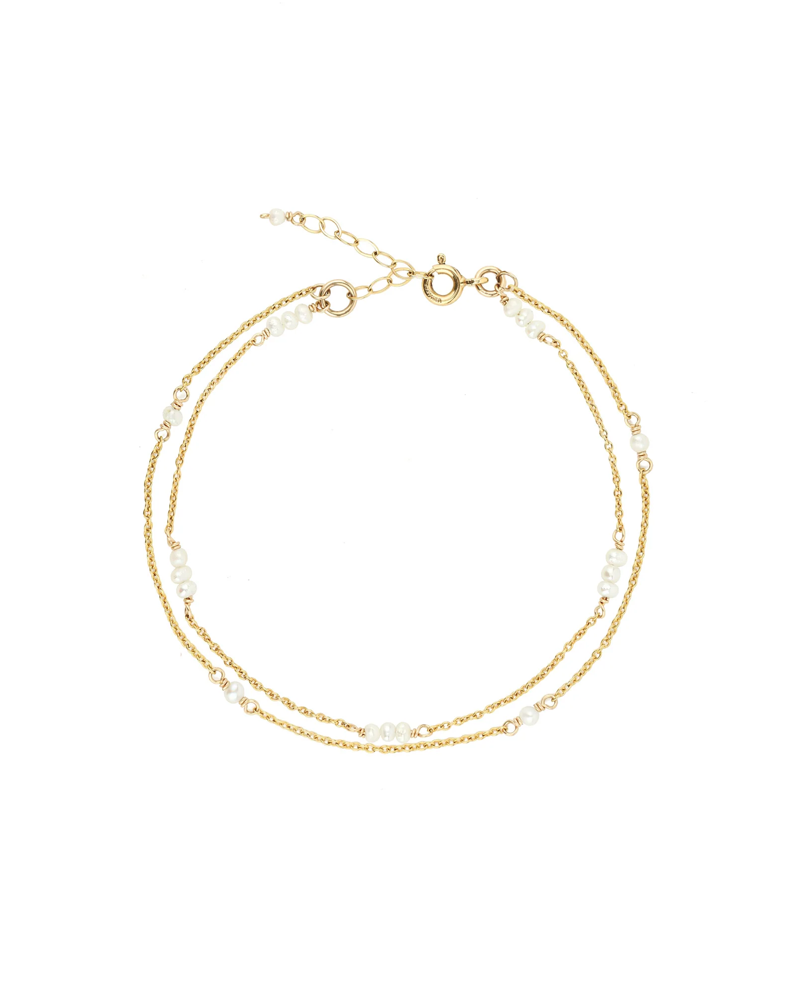 Two Row Pearl Station Bracelet