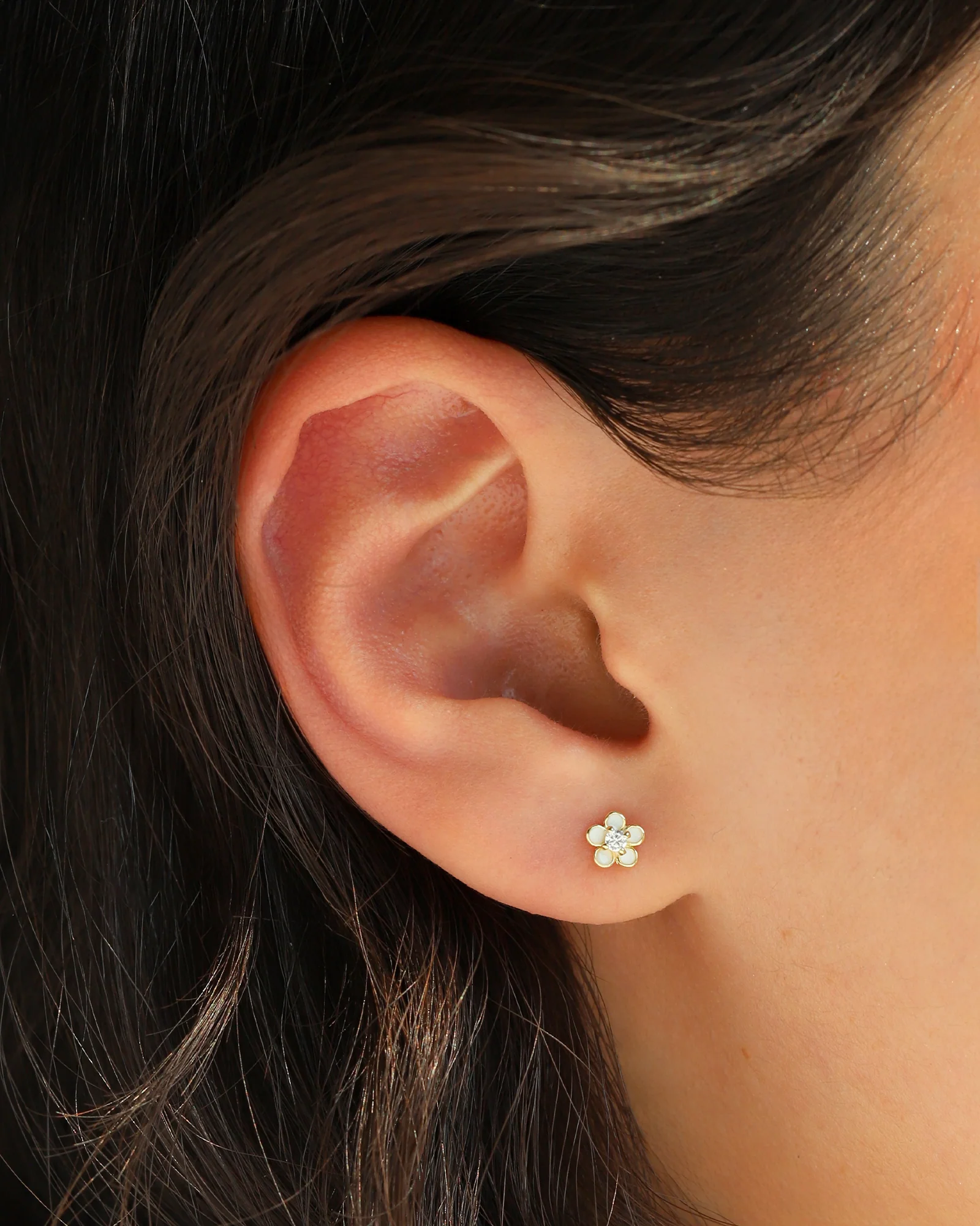 Daisy Stone Enamel Single Stud - Image 2