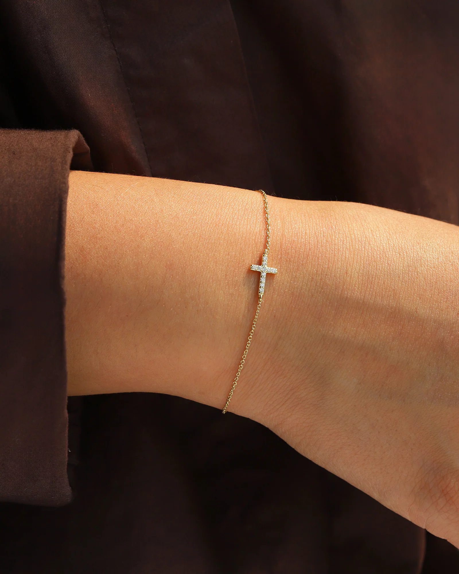East-West Pavé Cross Bracelet - Image 2