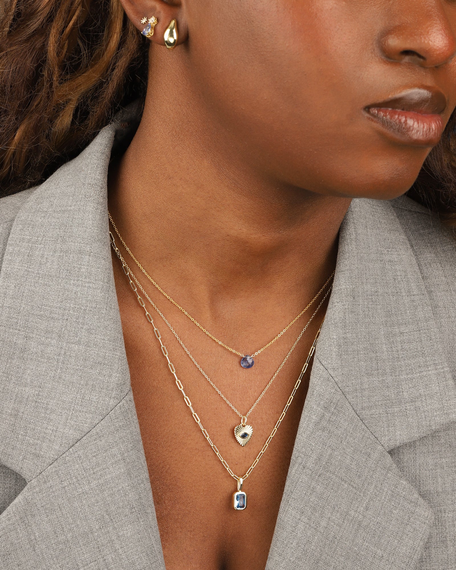 Emerald Cut Birthstone Paperclip Necklace - Image 2