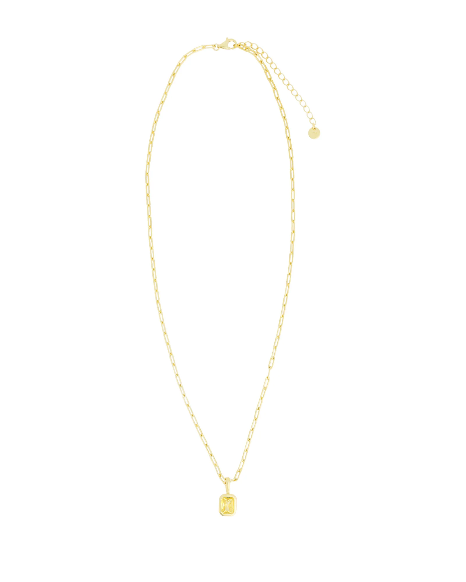 Emerald Cut Birthstone Paperclip Necklace - Image 3