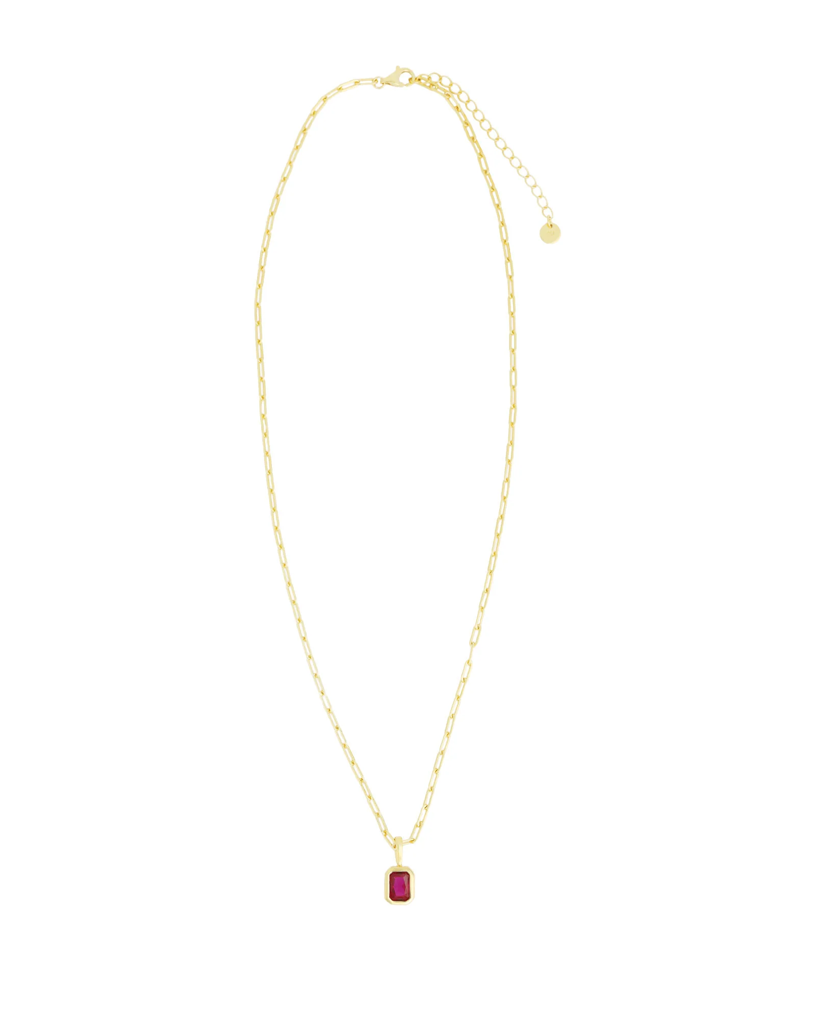 Emerald Cut Birthstone Paperclip Necklace - Image 3