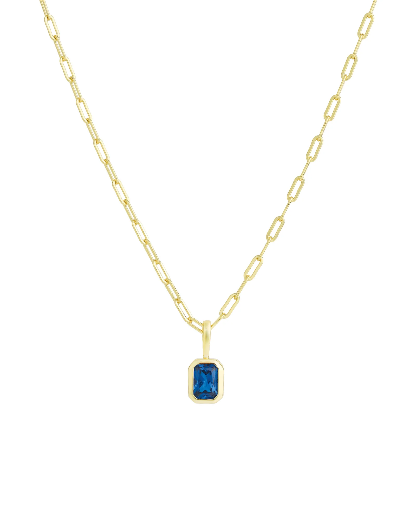Emerald Cut Birthstone Paperclip Necklace