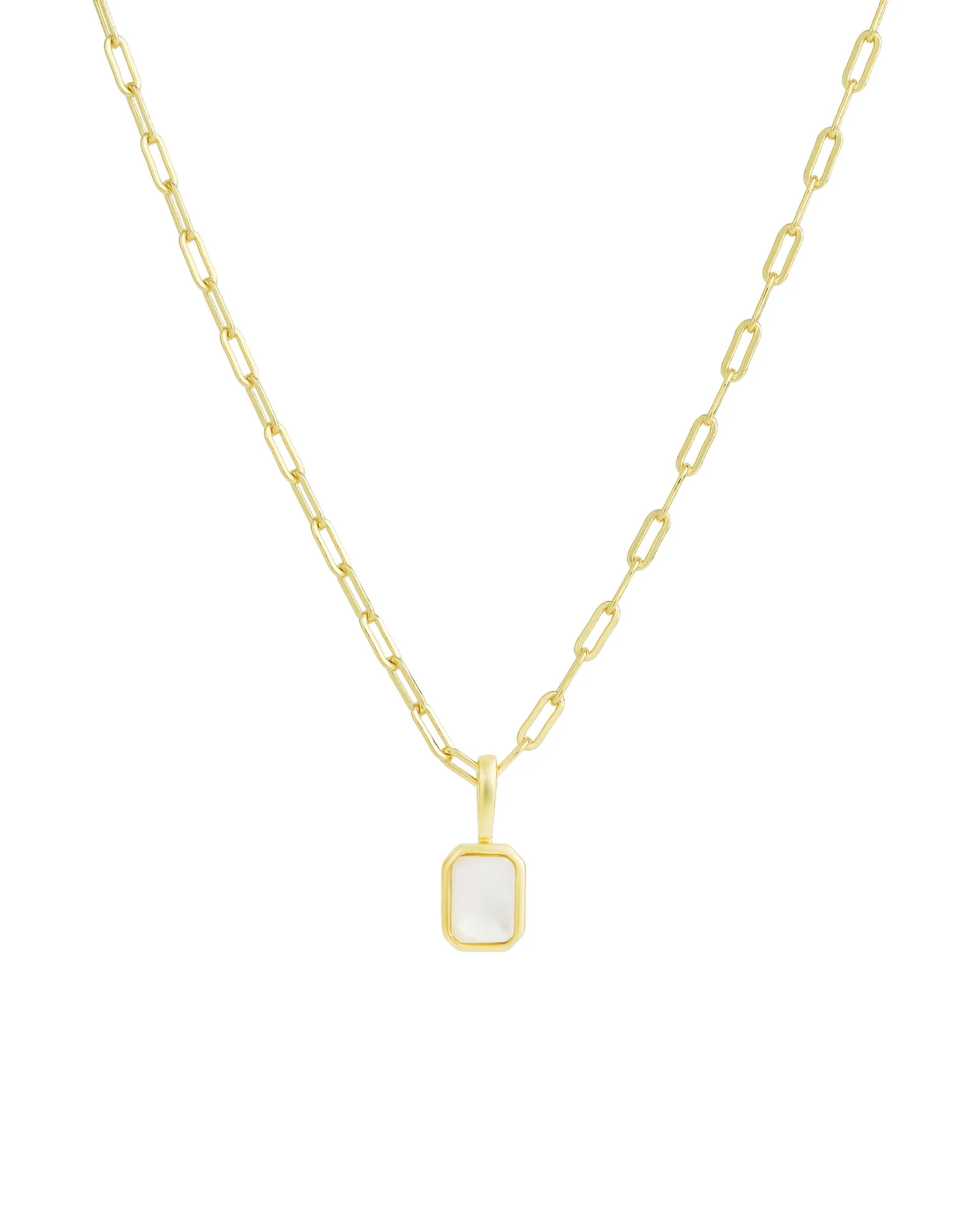 Emerald Cut Birthstone Paperclip Necklace