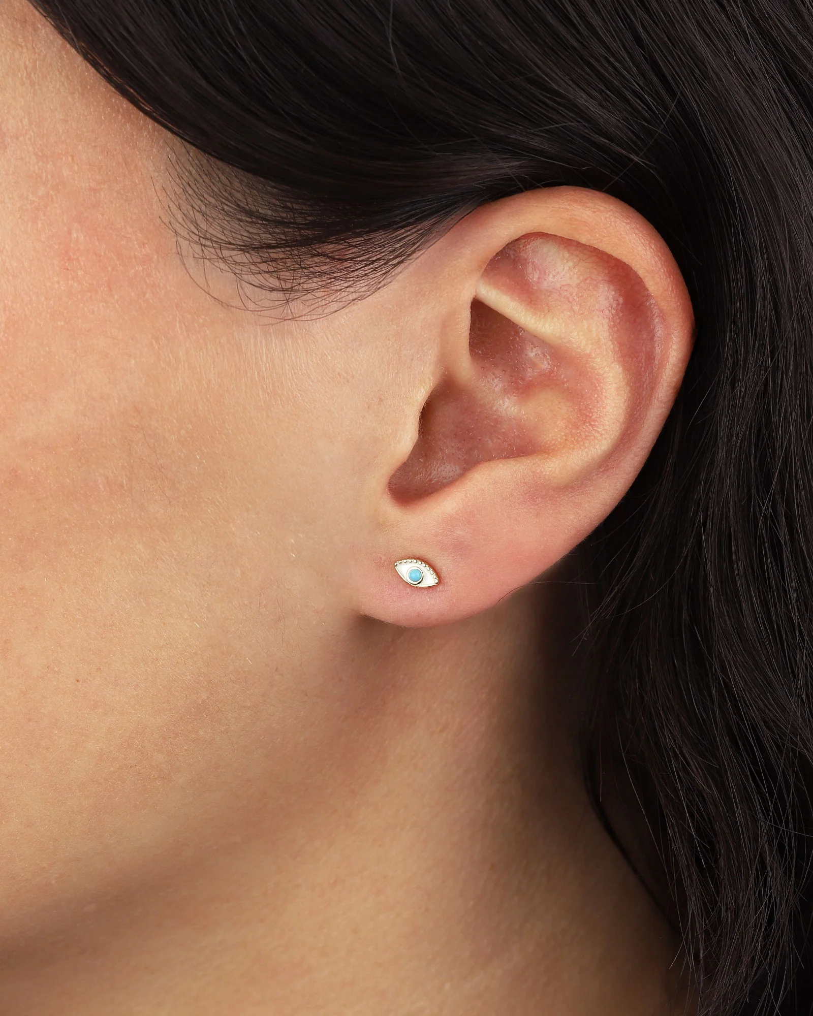 Enamel Evil Eye Stone Single Stud - Image 2