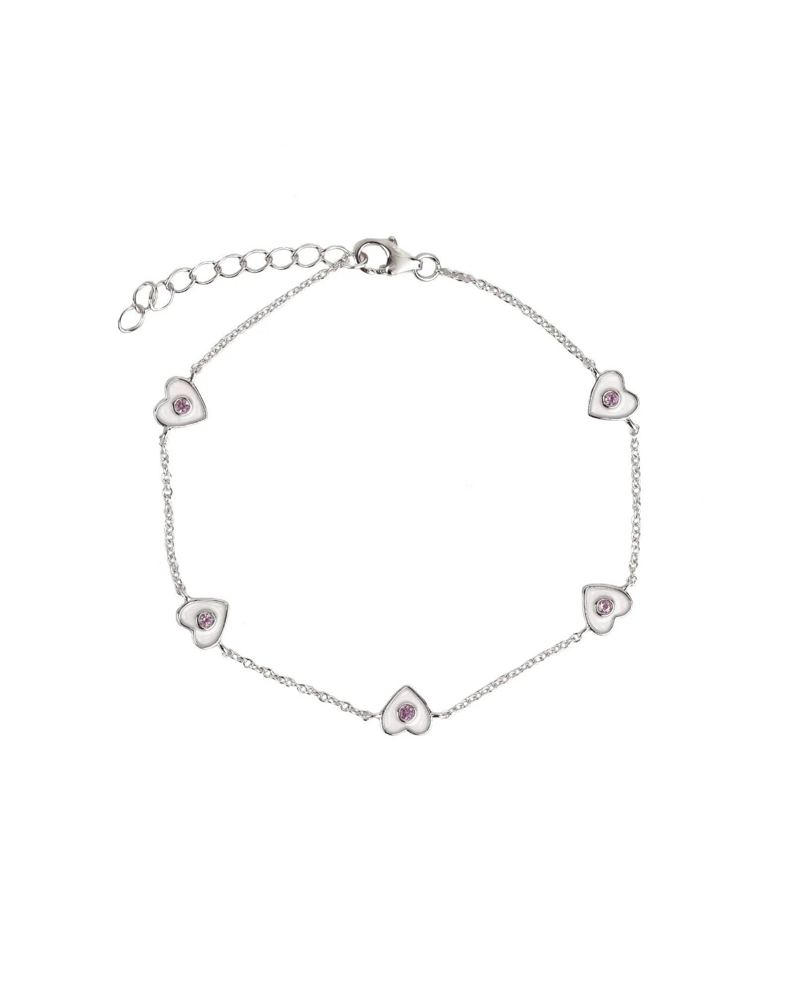 Enamel Five Heart CZ Bracelet