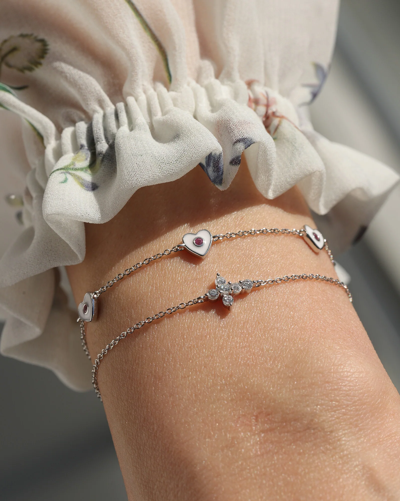 Enamel Five Heart CZ Bracelet - Image 2