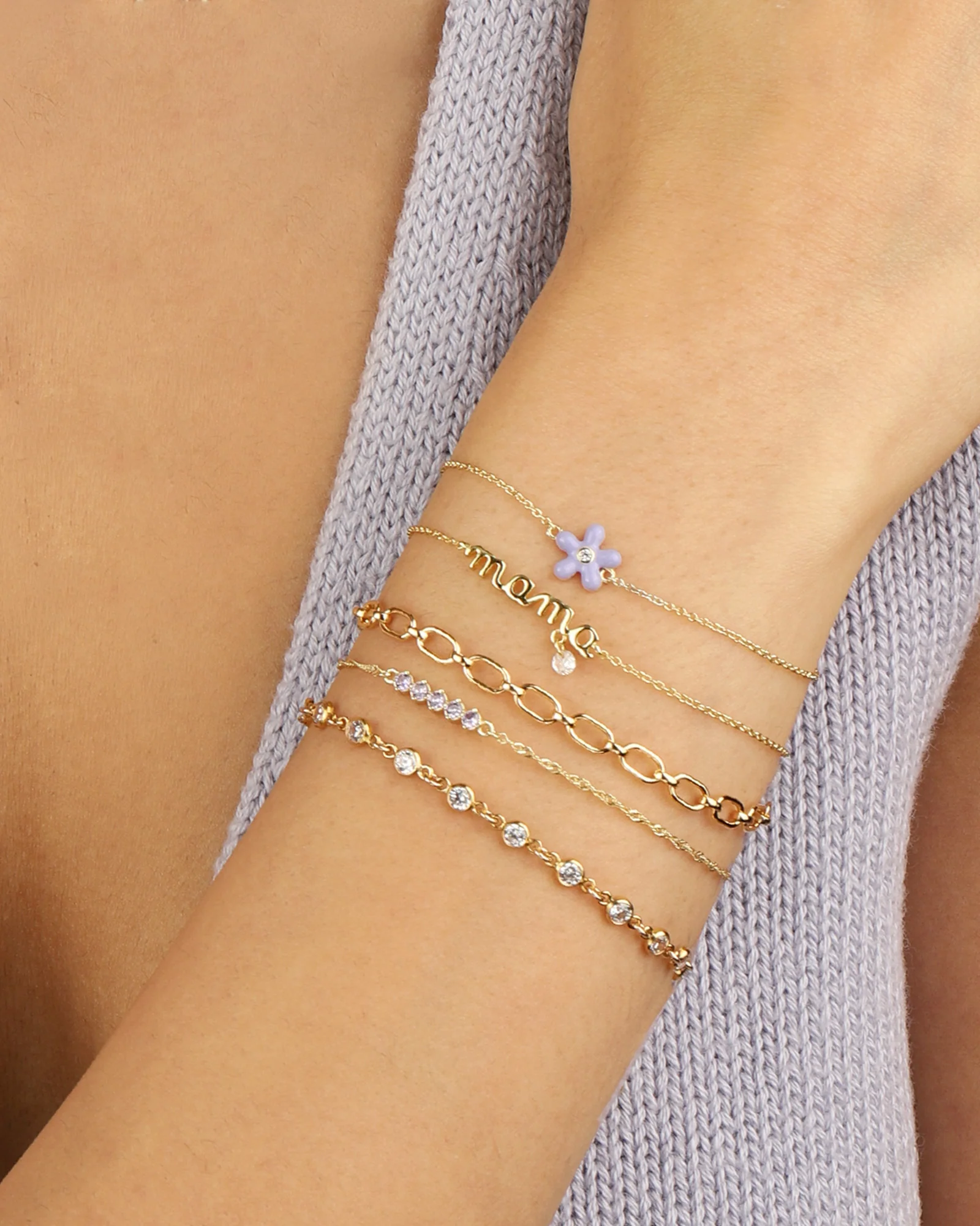 Enamel Flower Chain Bracelet - Image 3