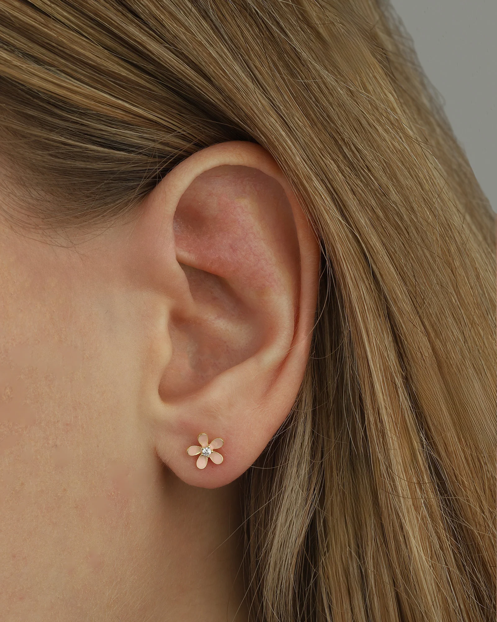 Enamel Flower CZ Studs - Image 2