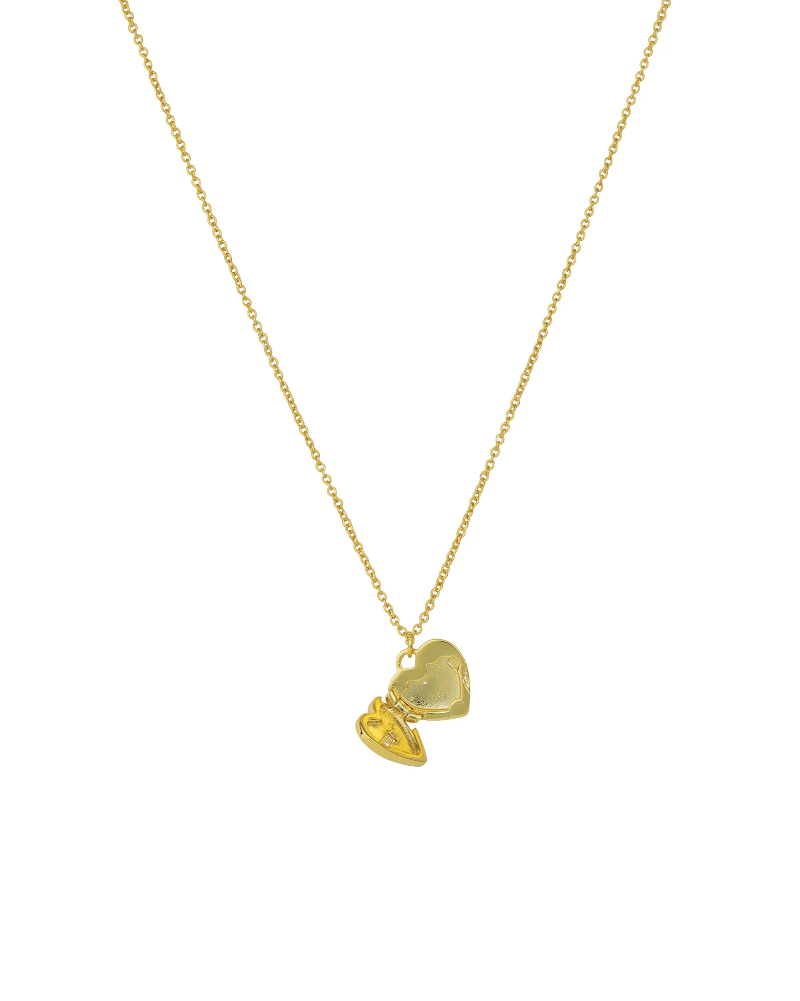 Flat Heart Single CZ Locket - Image 3