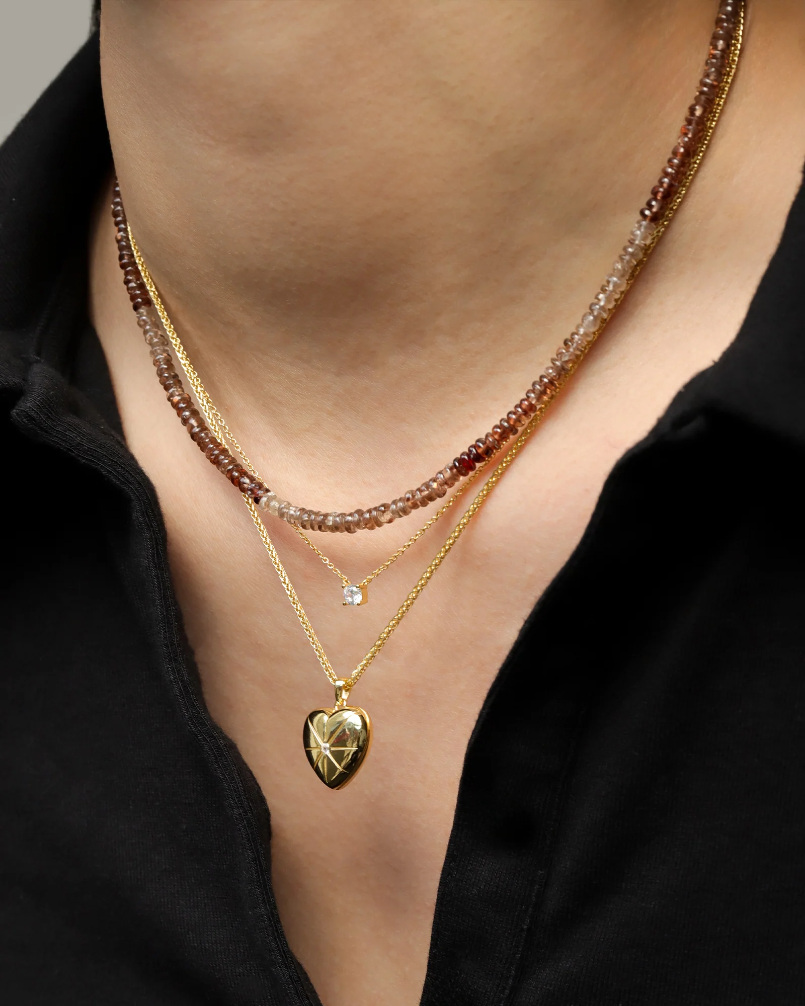 Heart Starburst Single CZ Locket - Image 2