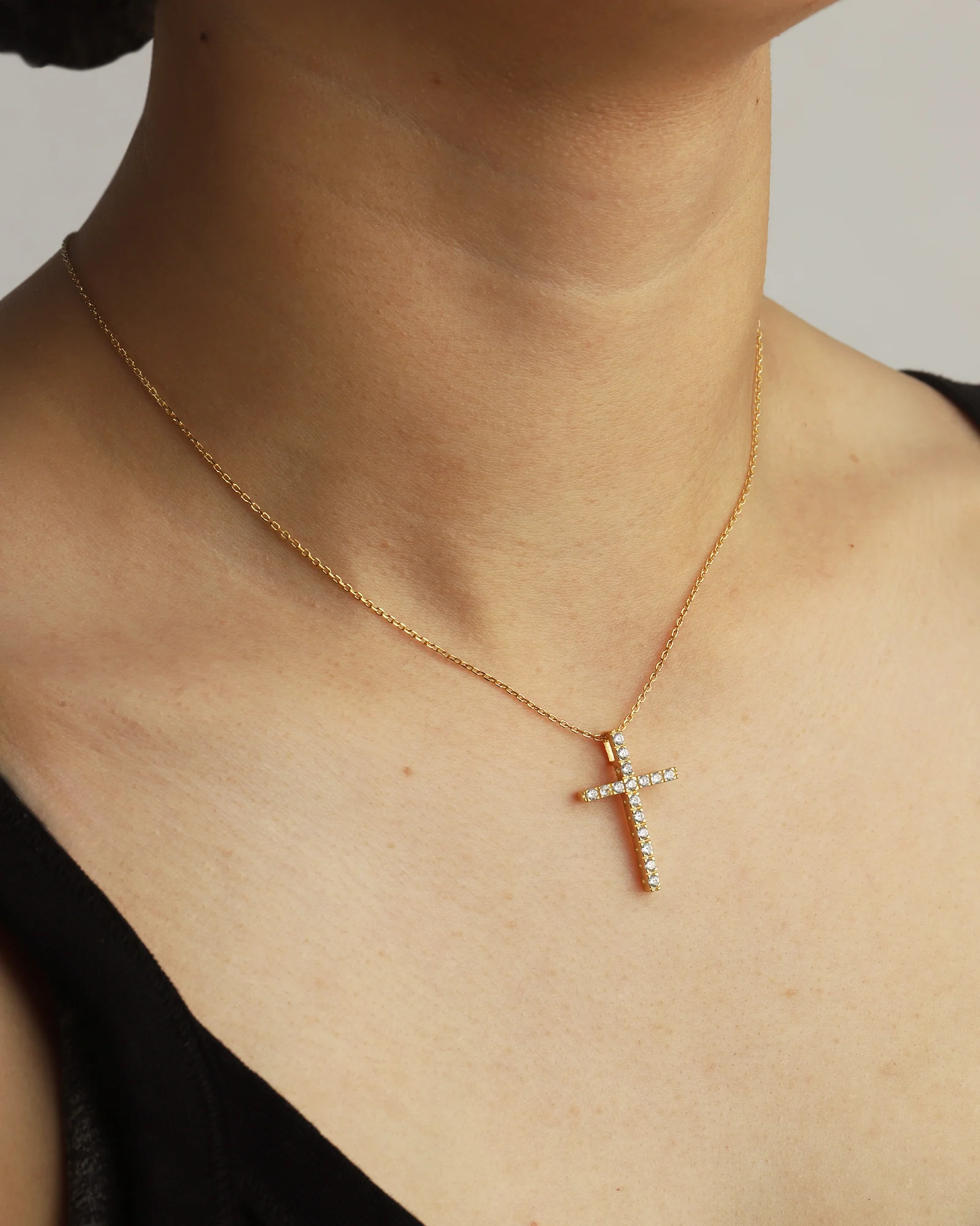 Large CZ Cross Necklace - Image 2
