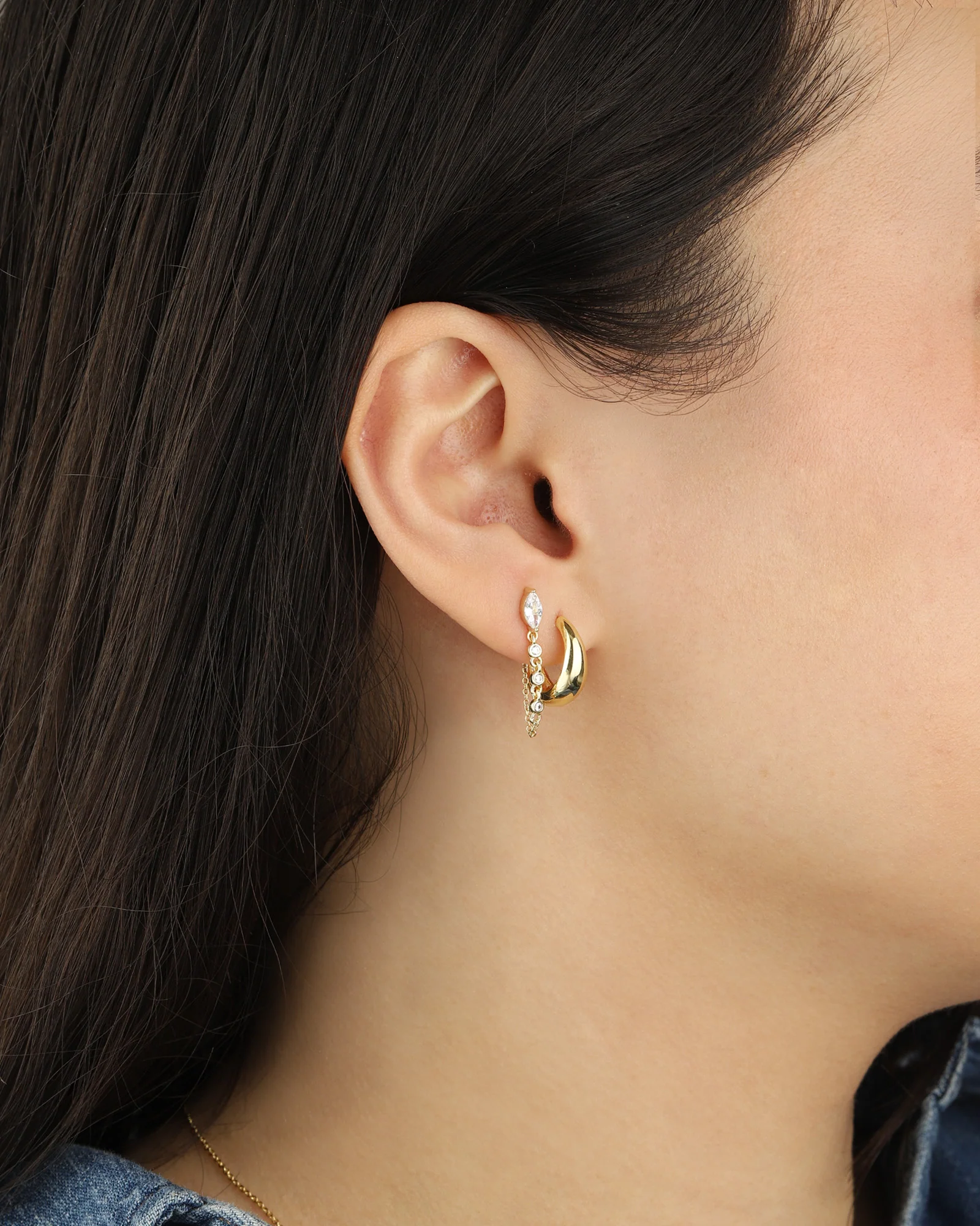 Marquise Chain Single Stud - Image 3