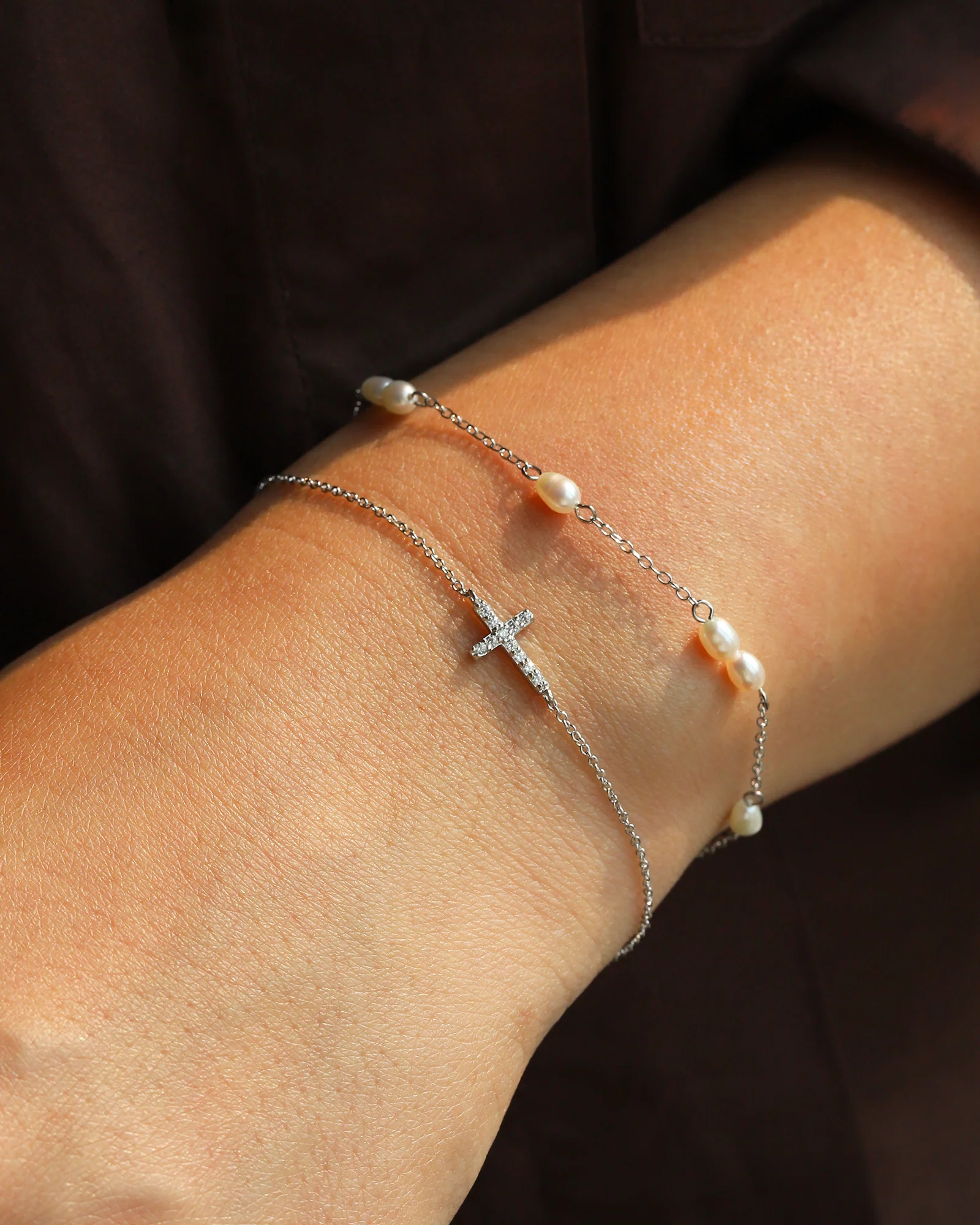 Multi Baroque Pearl Station Bracelet - Image 2