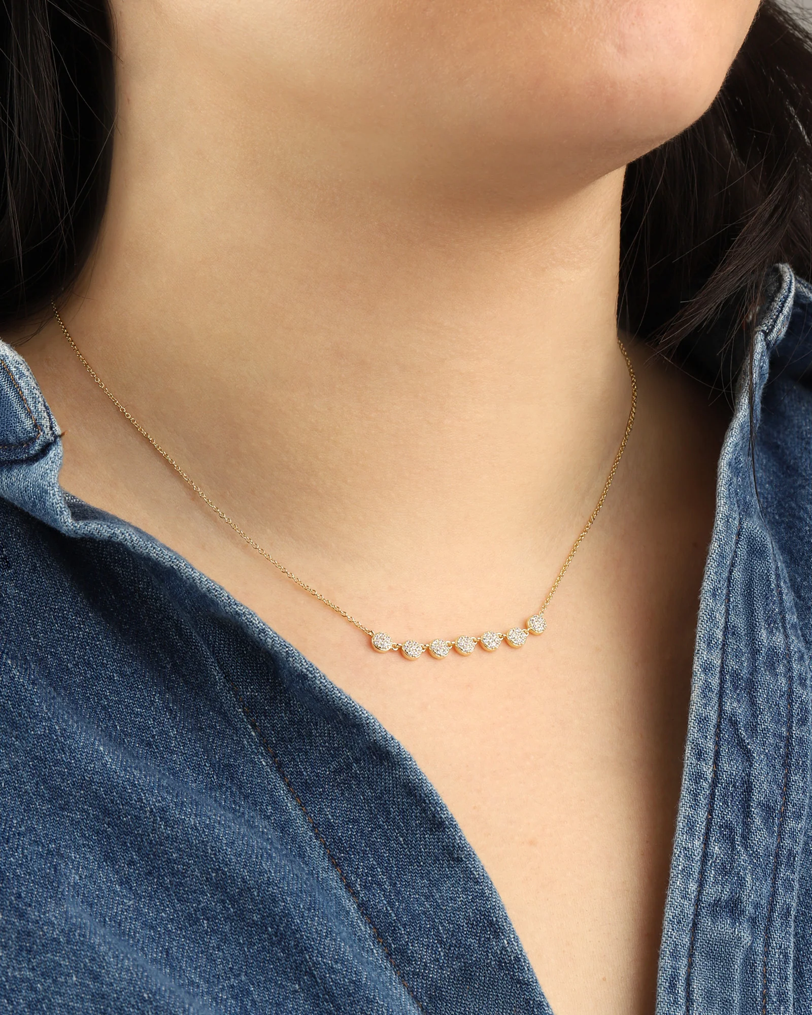 Multi Disc Pavé Necklace - Image 4