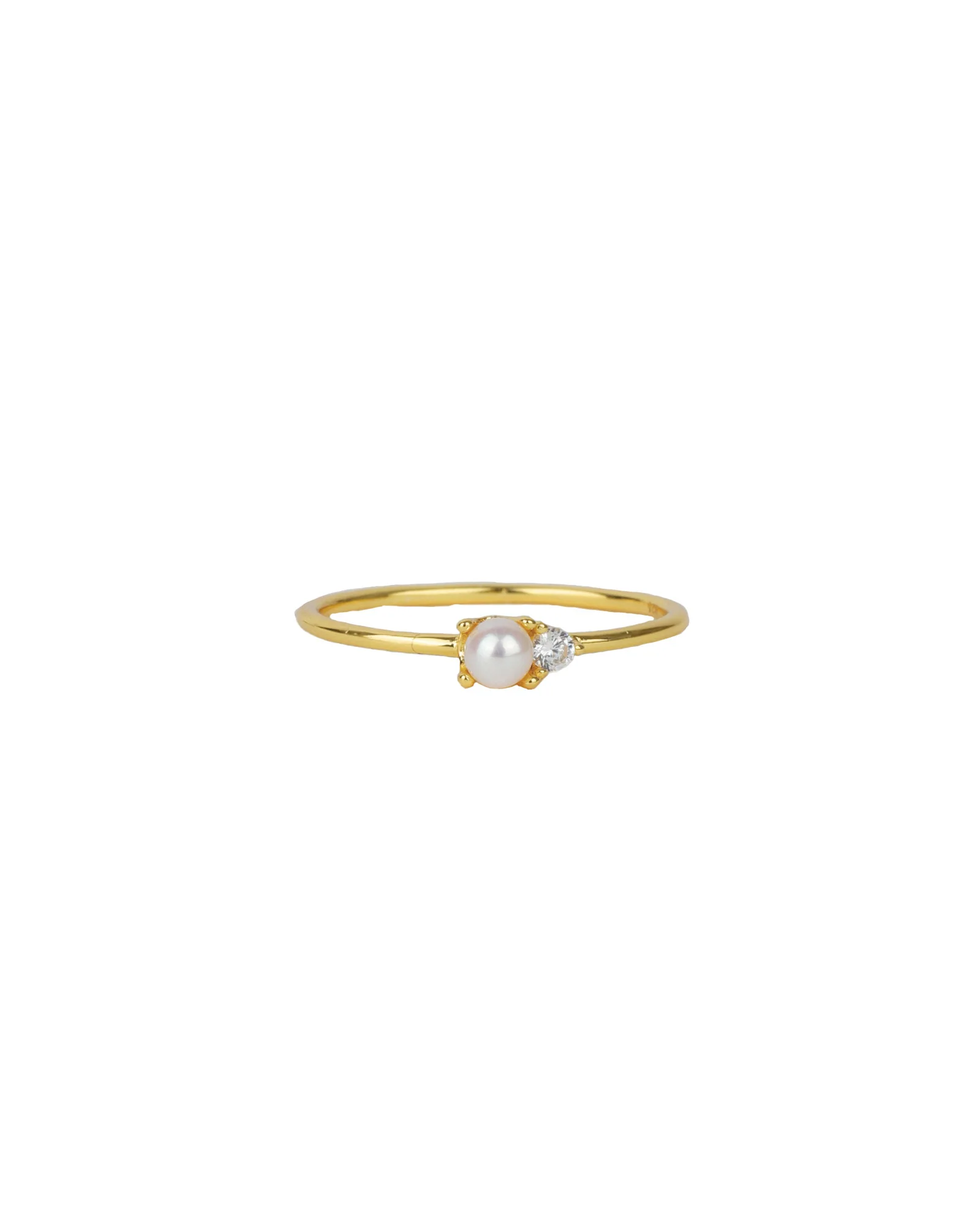 Single Pearl + CZ Ring