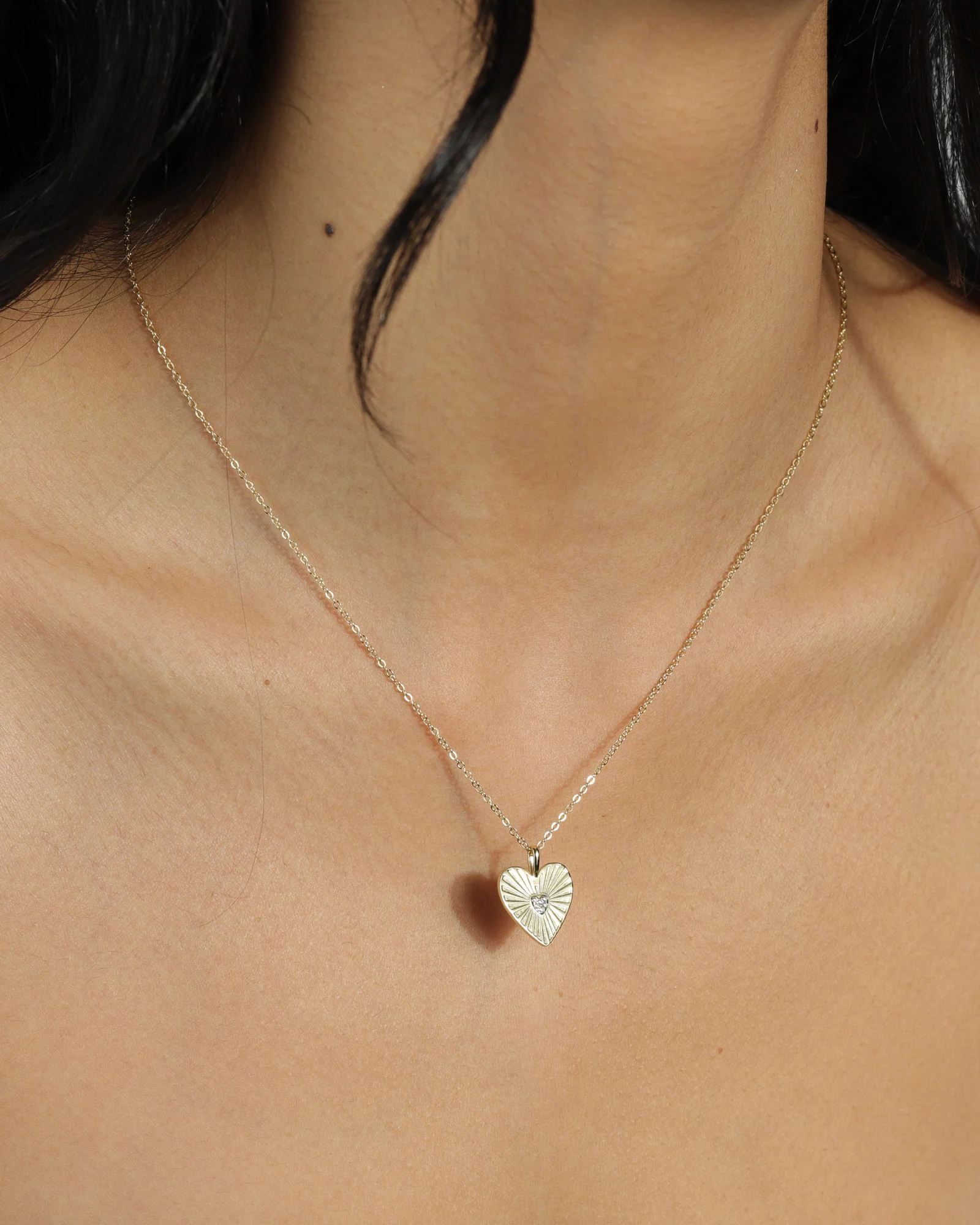 Sunray Heart CZ Necklace - Image 2