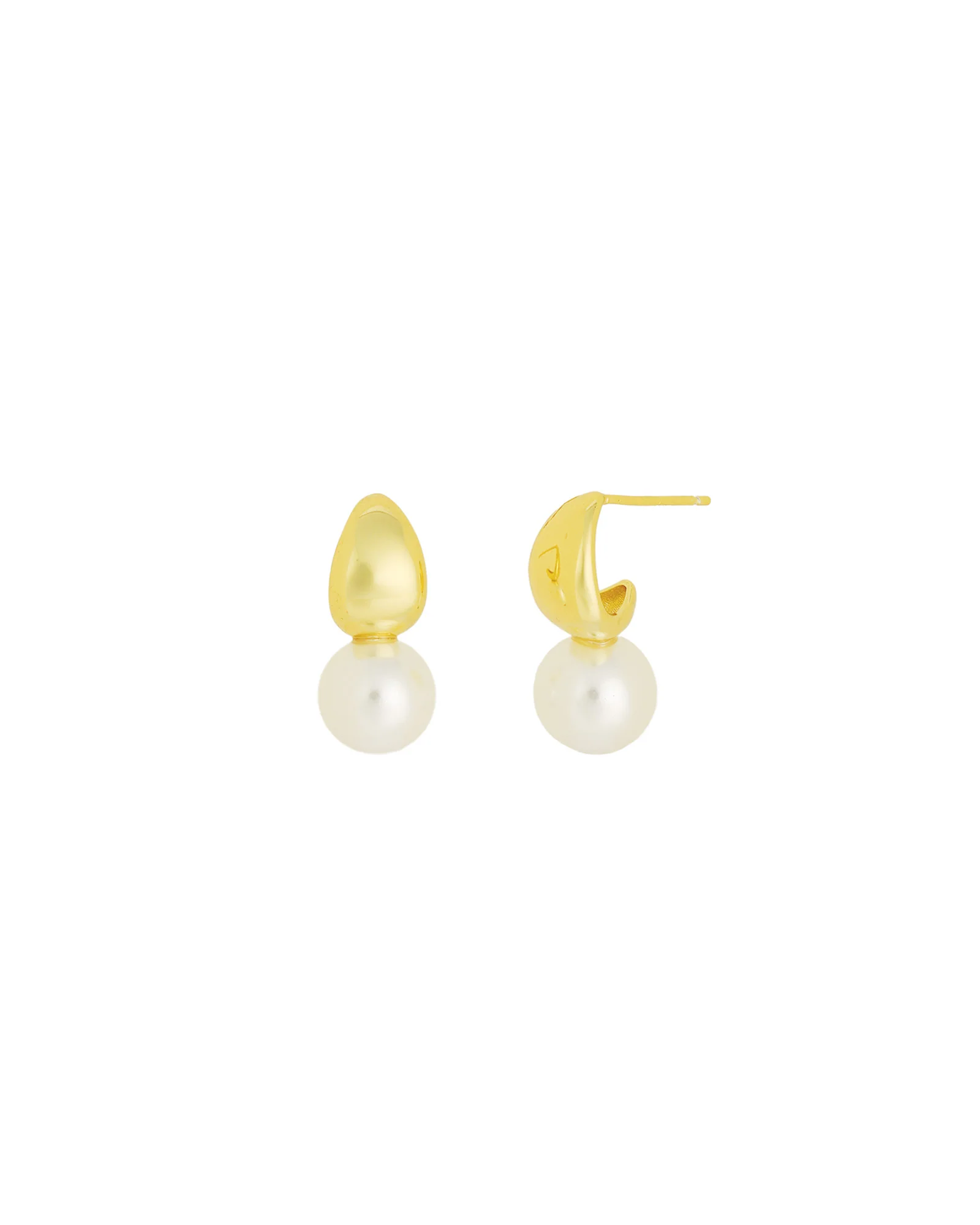 Tapered Pearl Drop Hoops