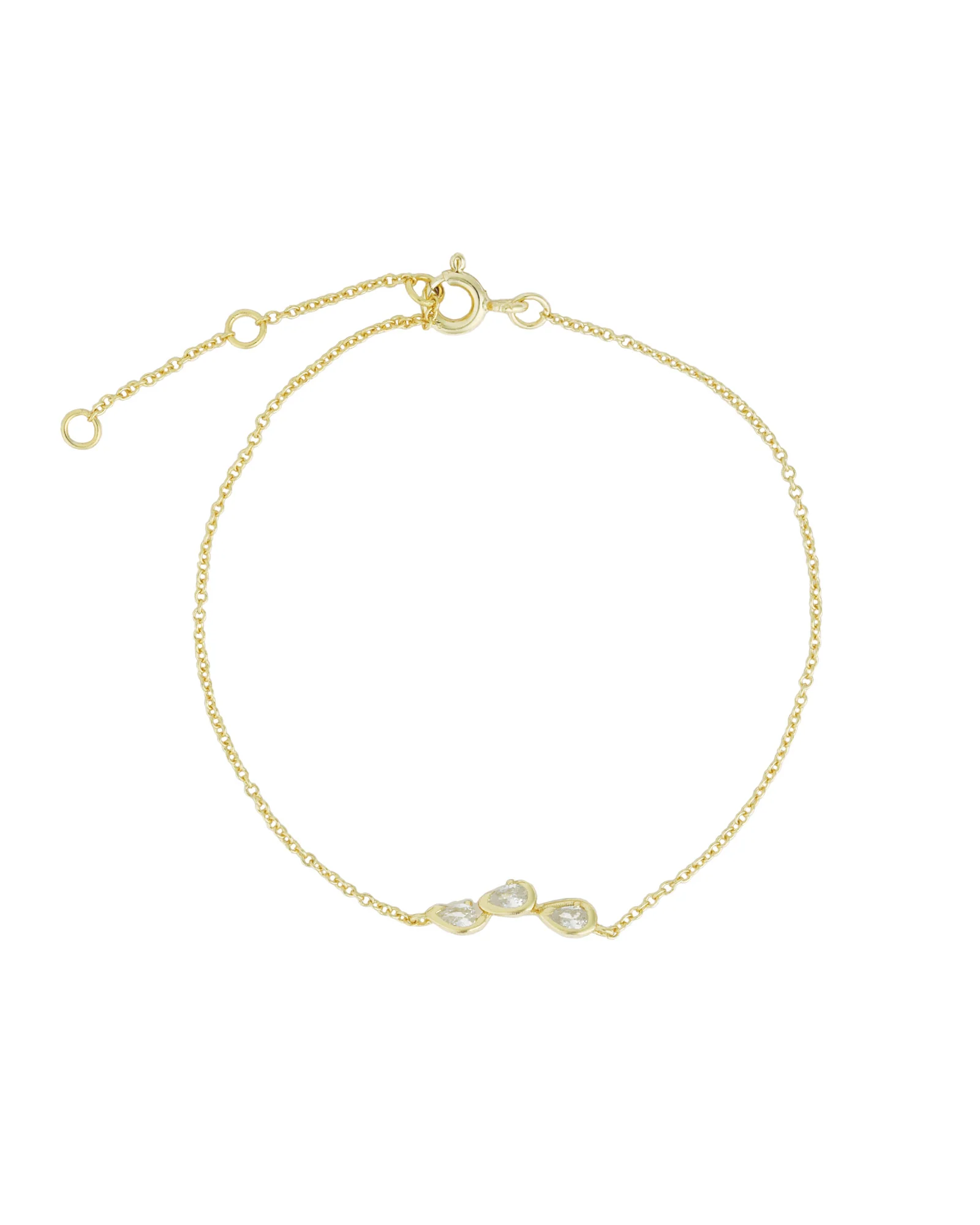 Three Bezel Teardrop Bracelet
