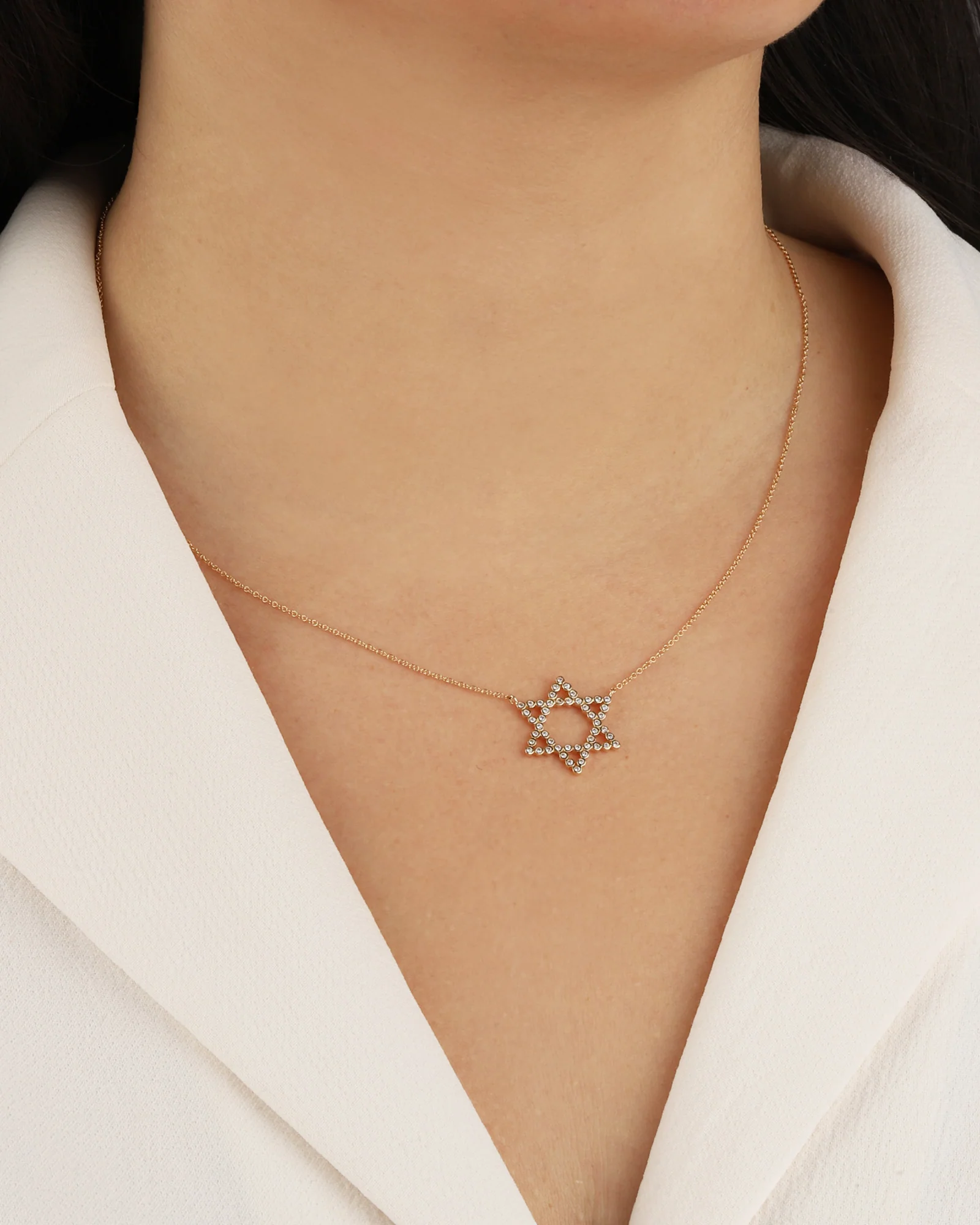 Star of David Diamond Bezel Necklace - Image 2