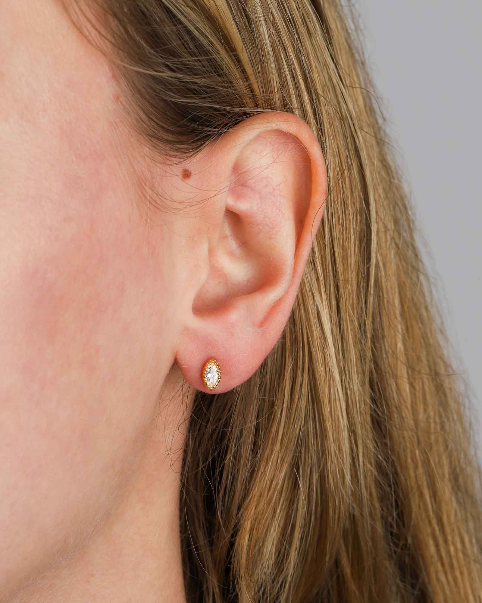 CZ Milgrain Marquise Studs - Image 2