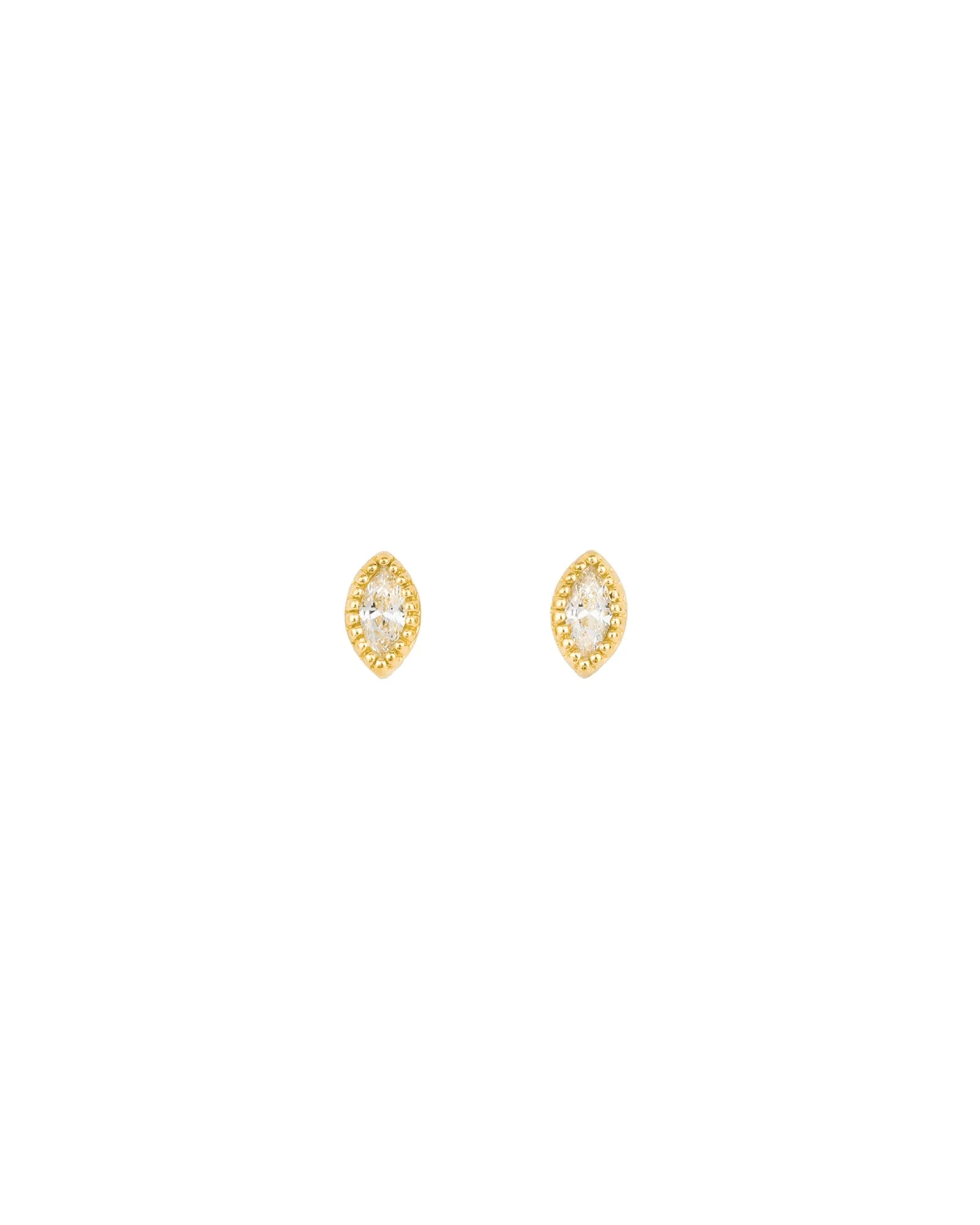 CZ Milgrain Marquise Studs - Image 3