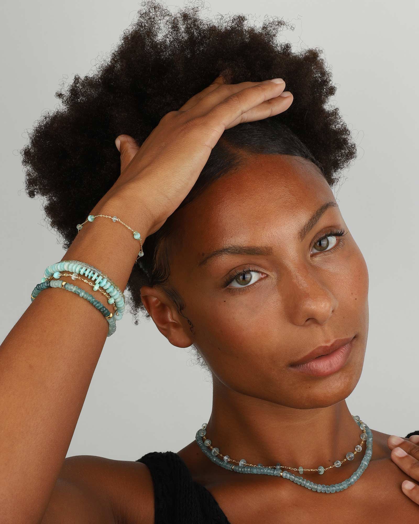 Grandidierite Rondelle Stone Bracelet | 5mm - Image 2