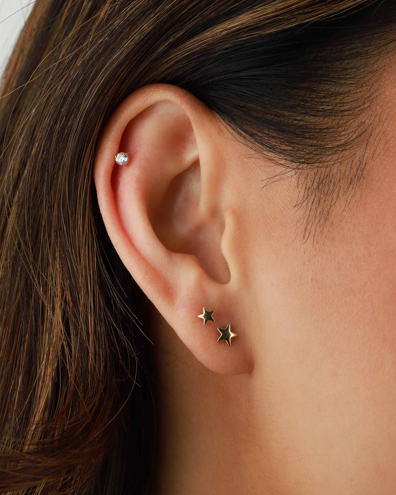 CZ 3 Prong Cartilage Stud - Image 2
