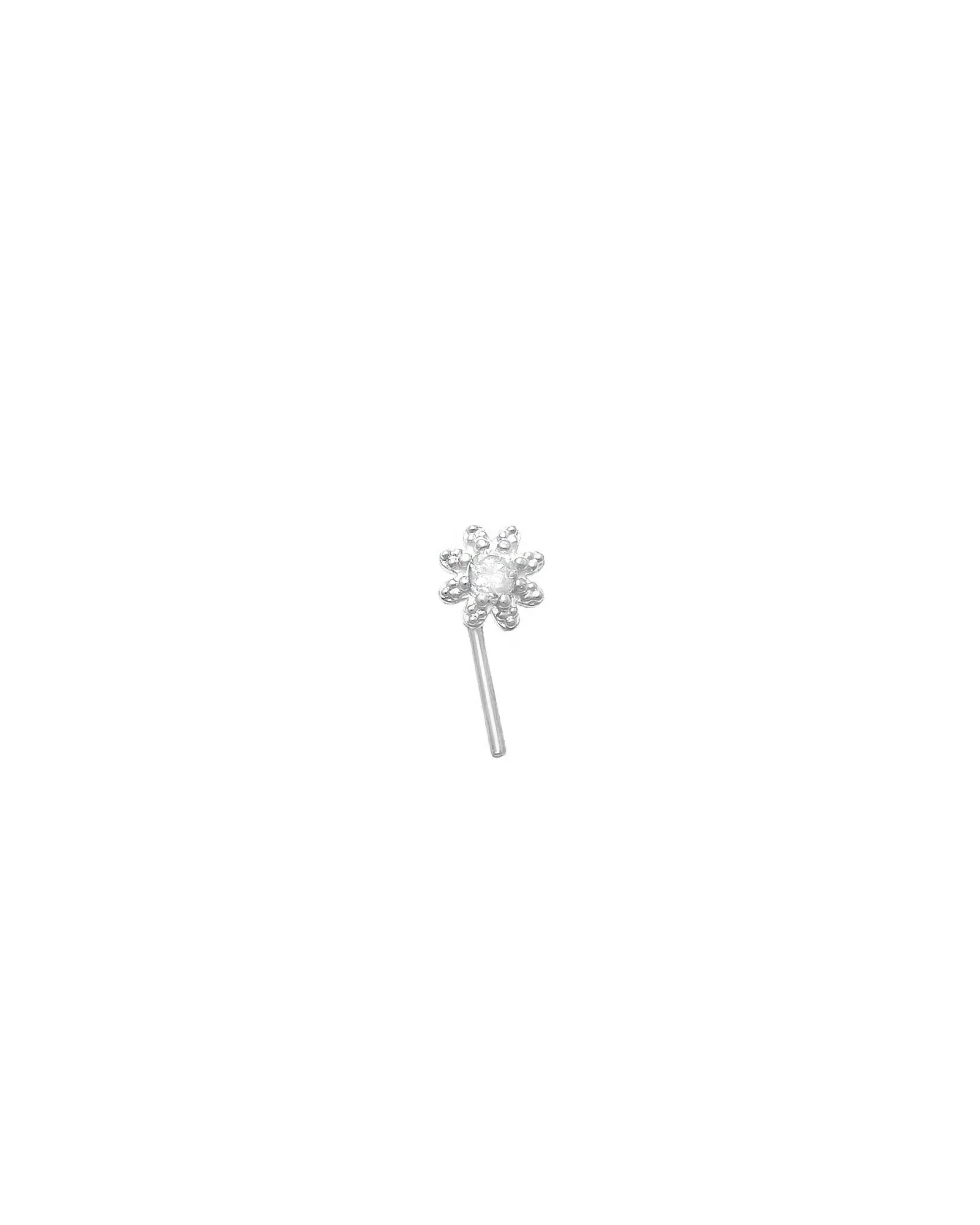 Flower CZ Curved Nose Stud
