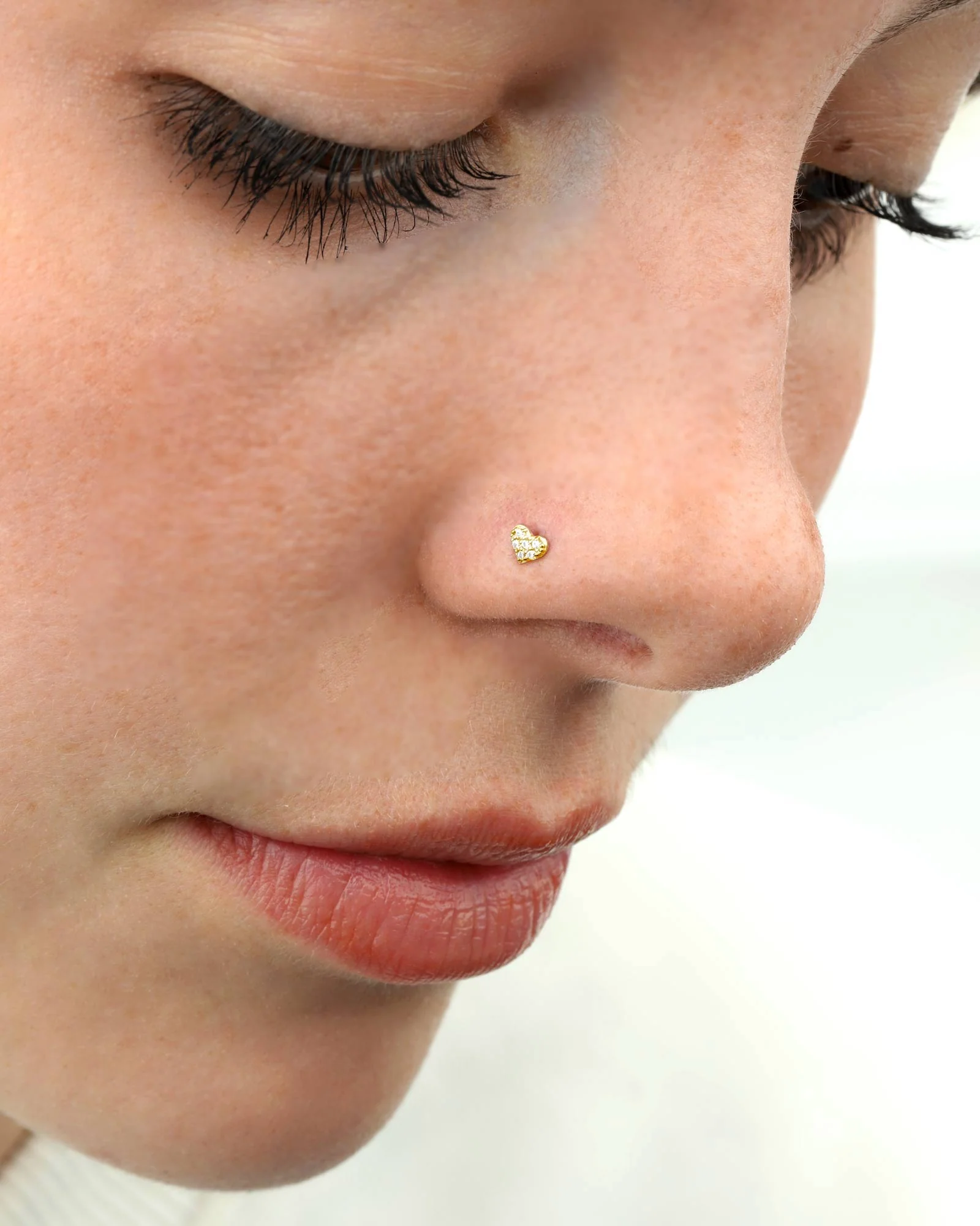 Pavé Heart Curved Nose Stud - Image 2