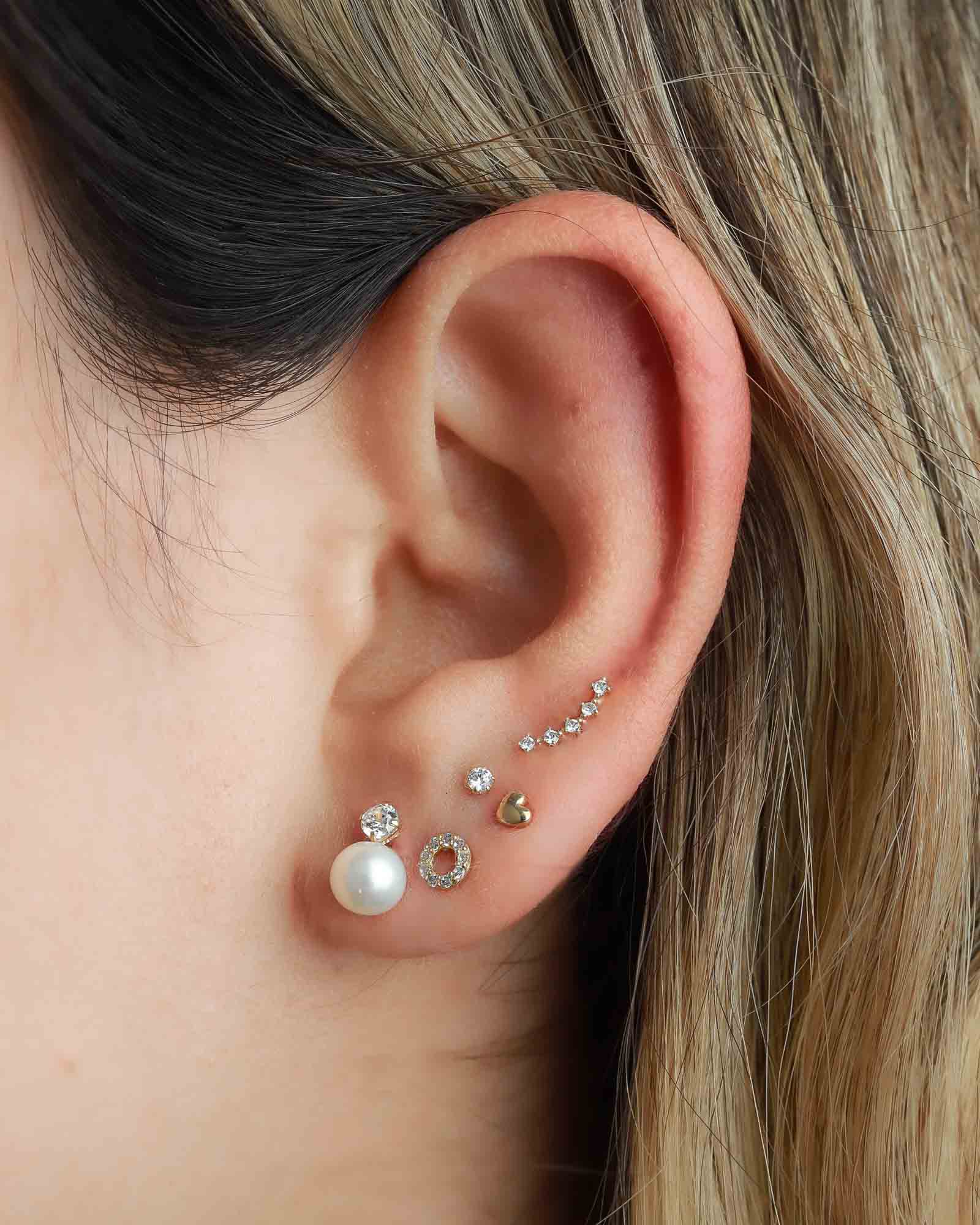 Pearl + CZ Single Stud I 6mm - Image 2