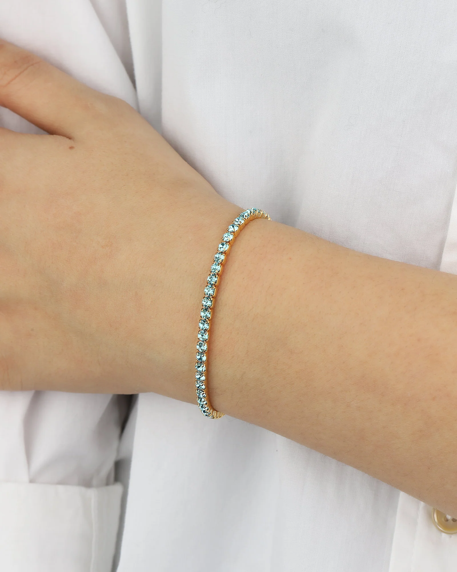 1 Row 3mm Crystal Stretch Bracelet - Image 2